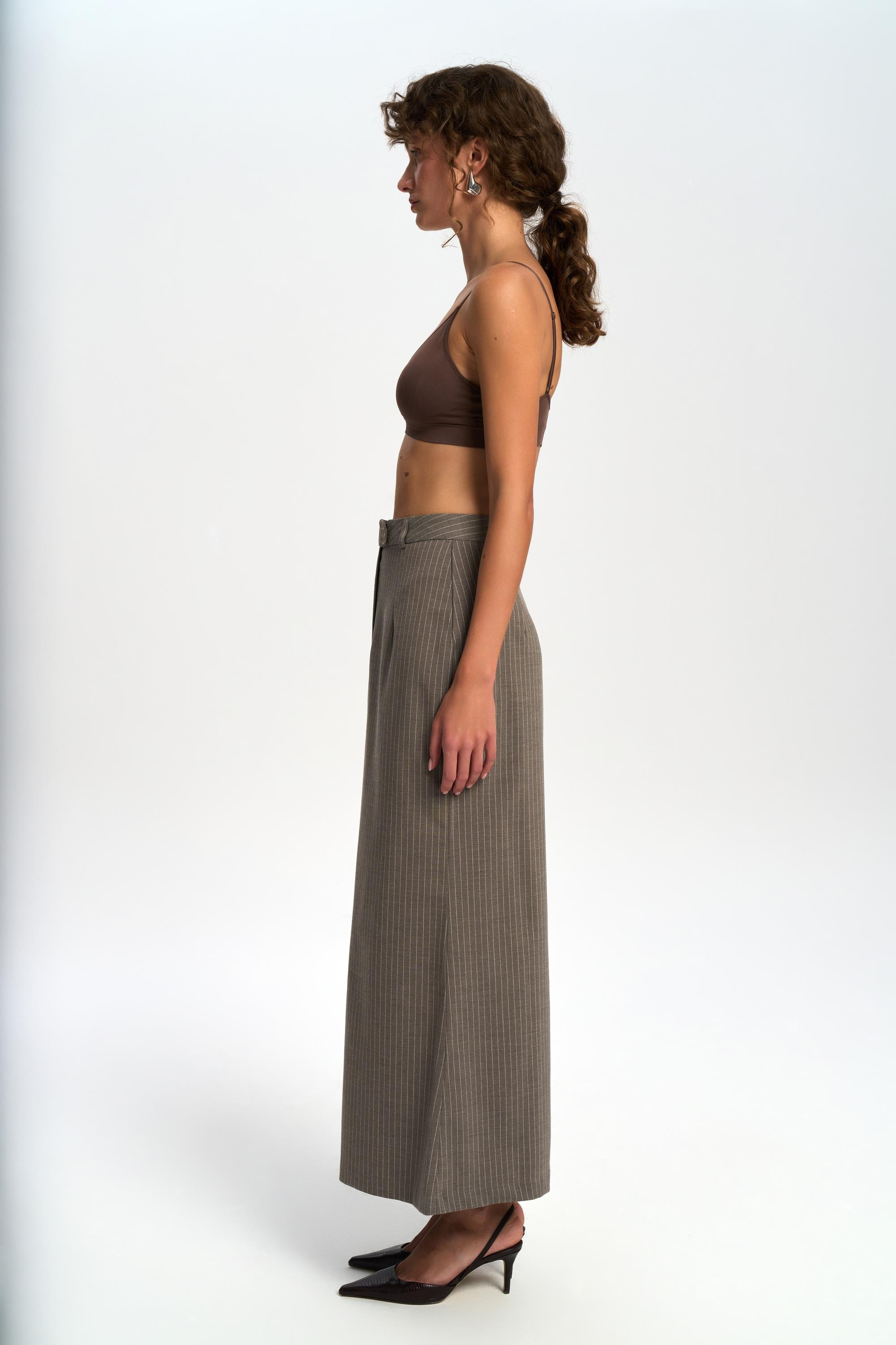 Bruno Çizgili Füme Etek