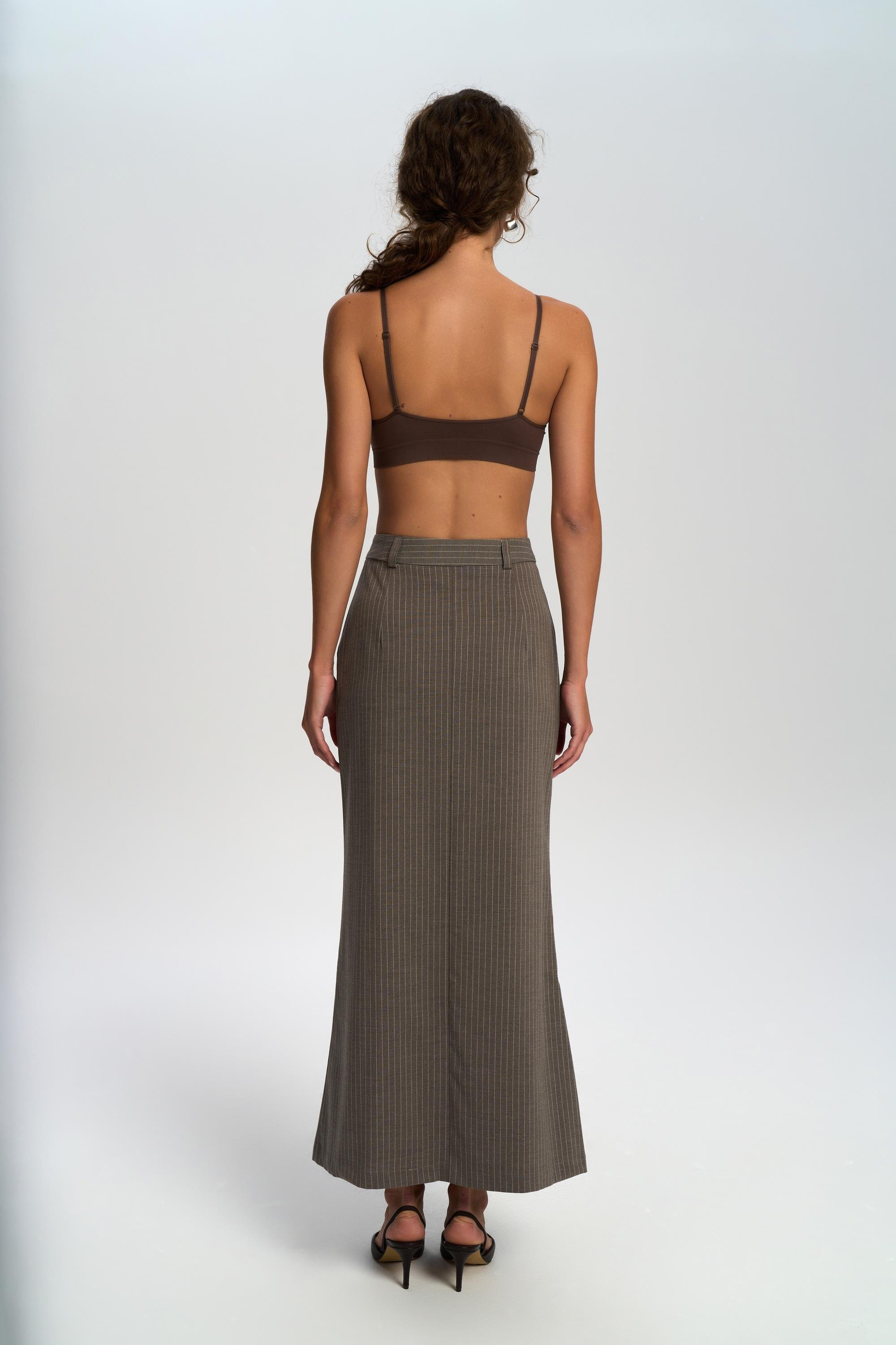 Bruno Çizgili Füme Etek