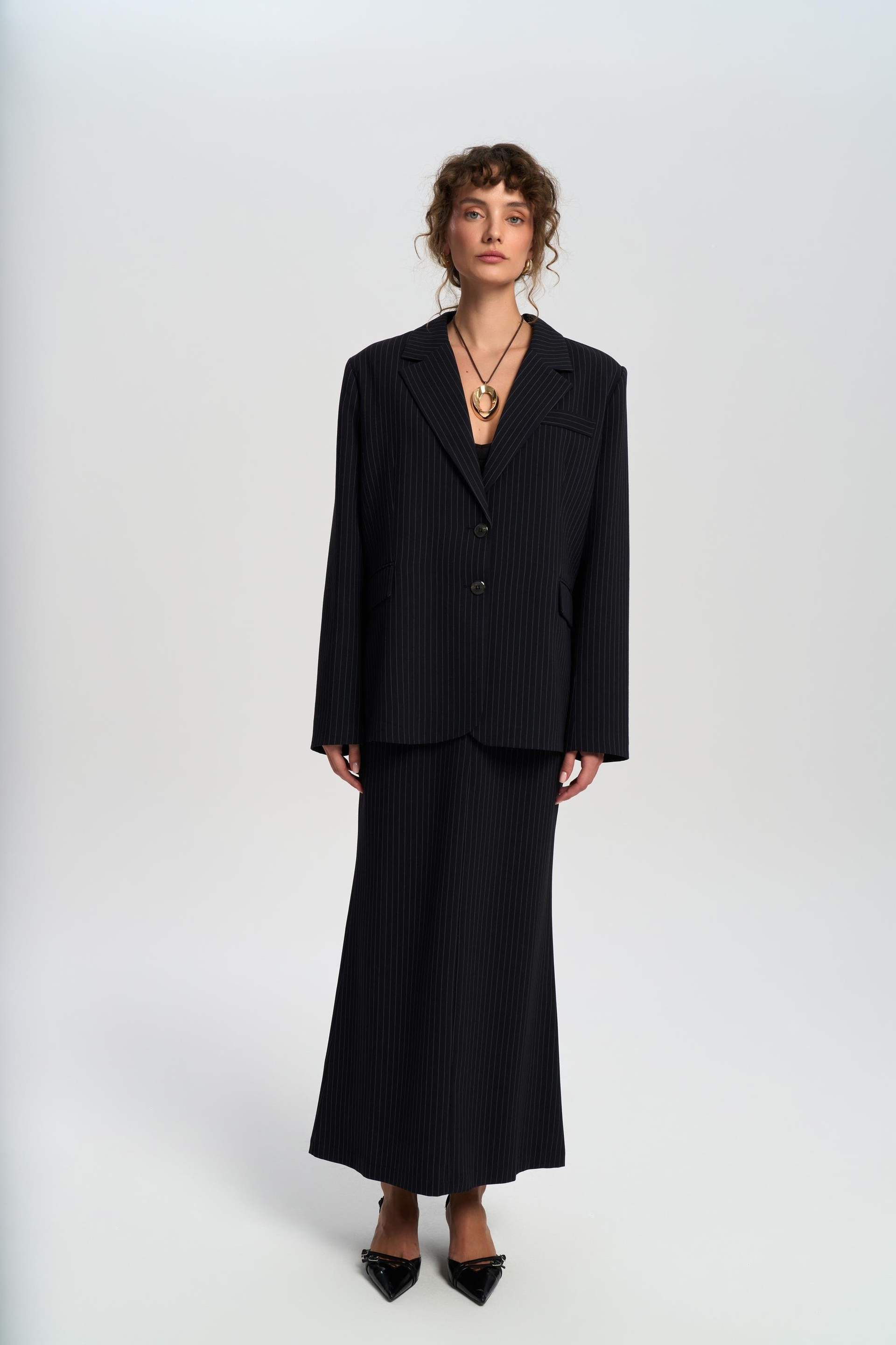 Bruno Striped Navy Blazer