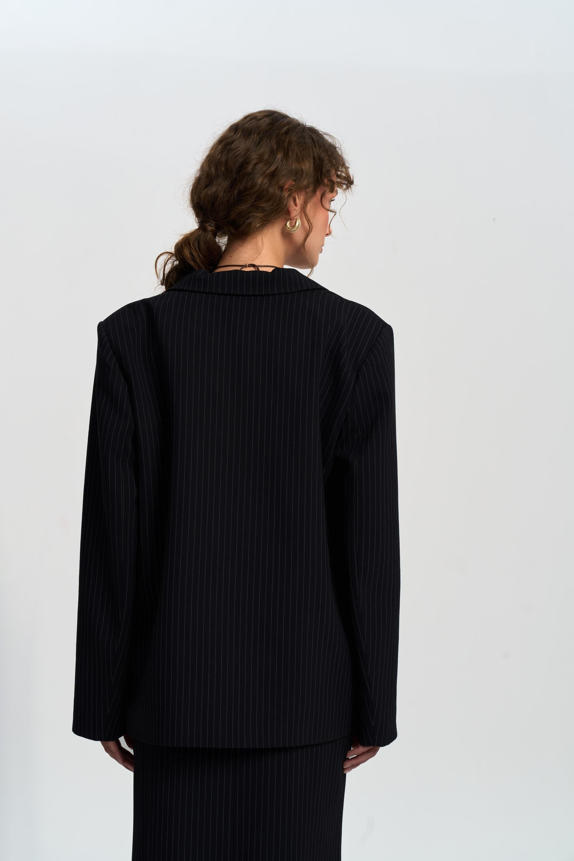 Bruno Çizgili Siyah Blazer