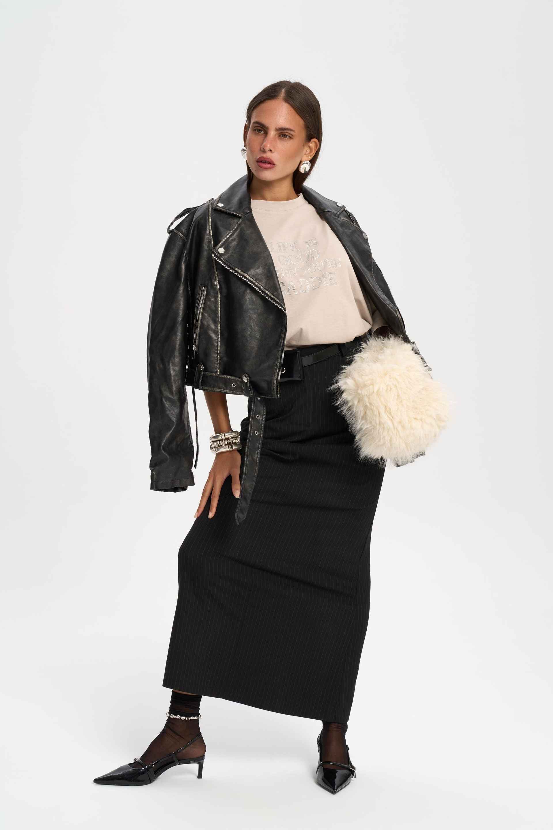 Bruno Striped Black Skirt