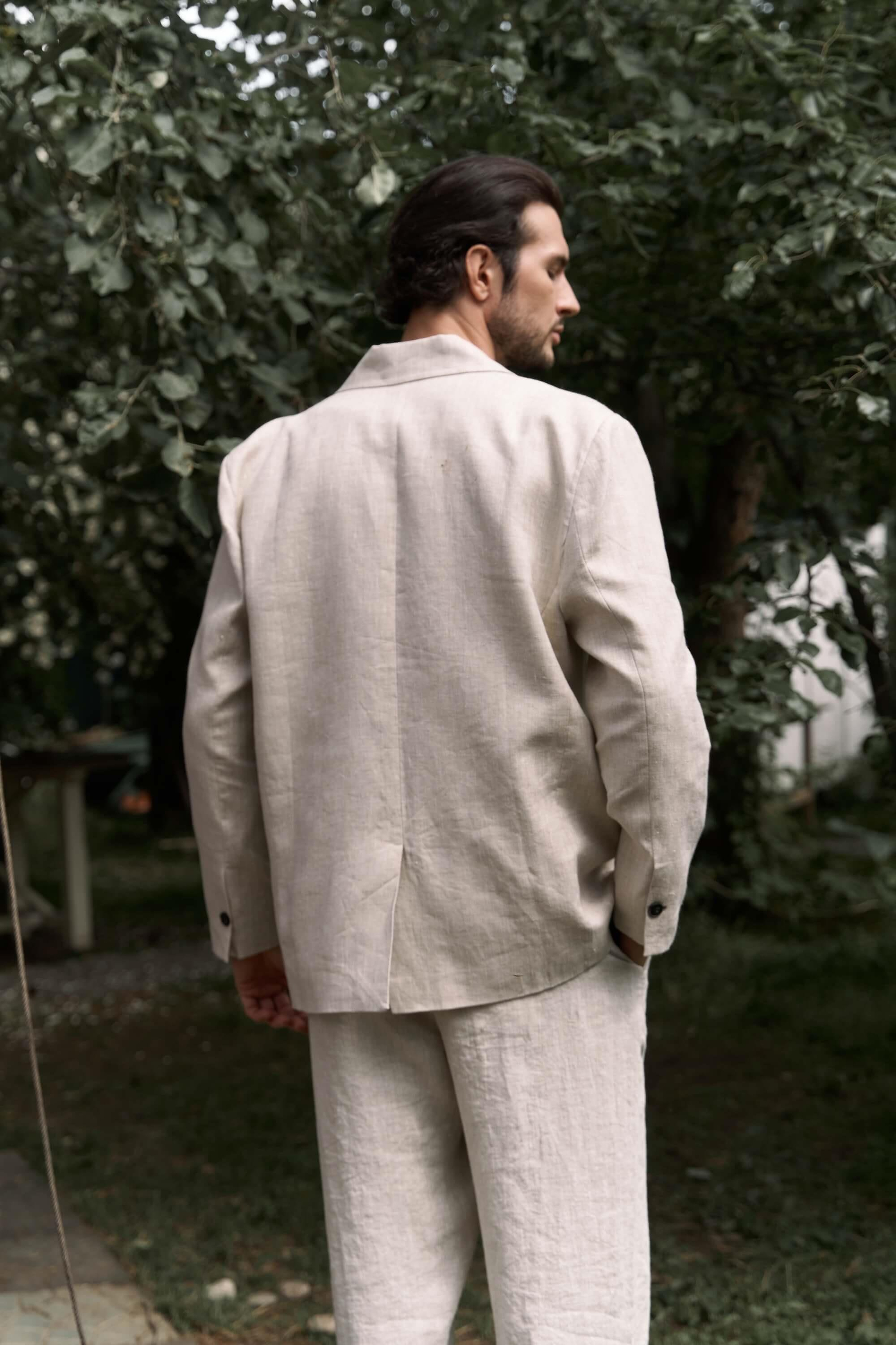 Carlo Naturel Keten Erkek Blazer