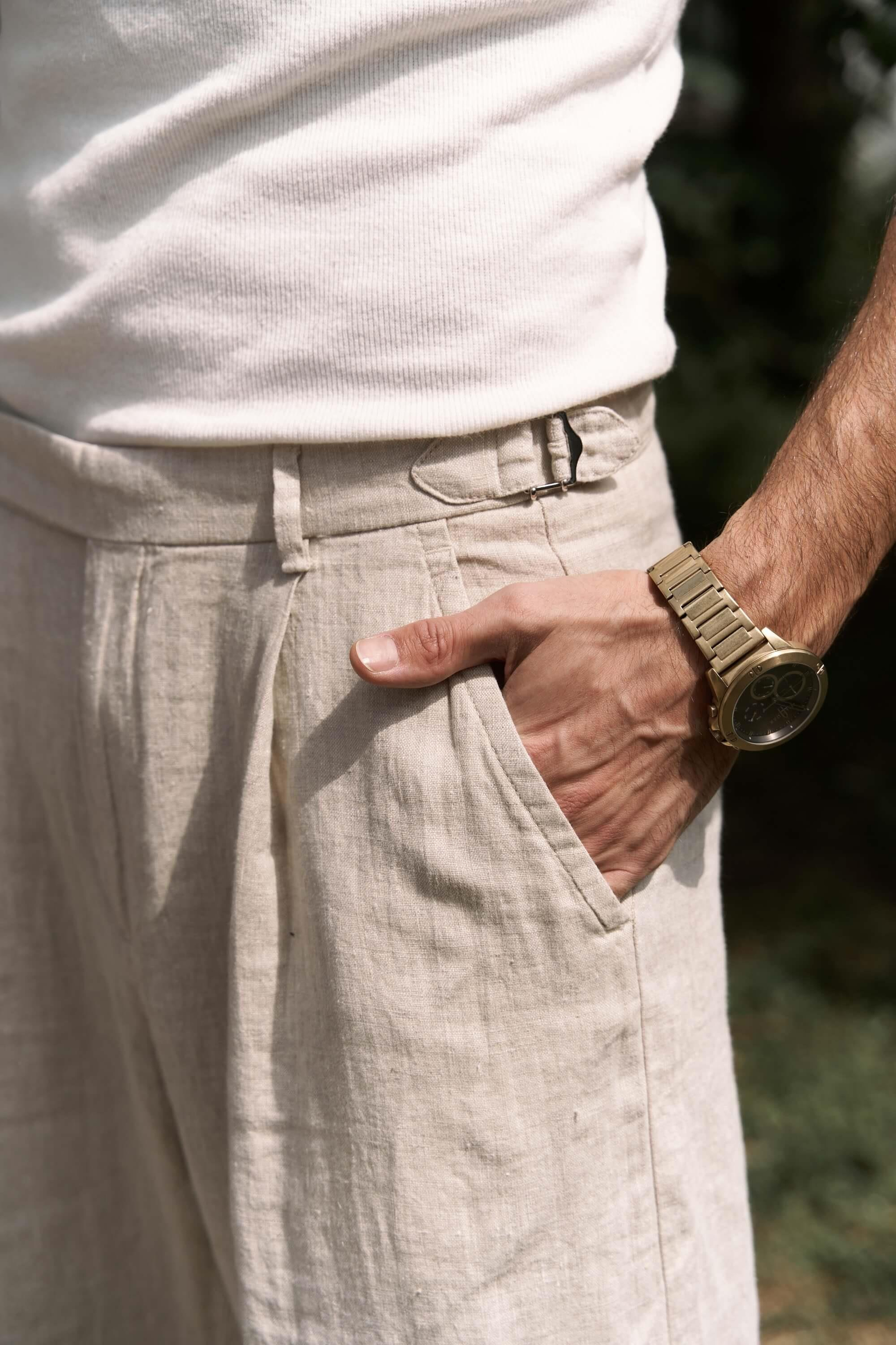 Carlo Naturel Keten Erkek Pantolon