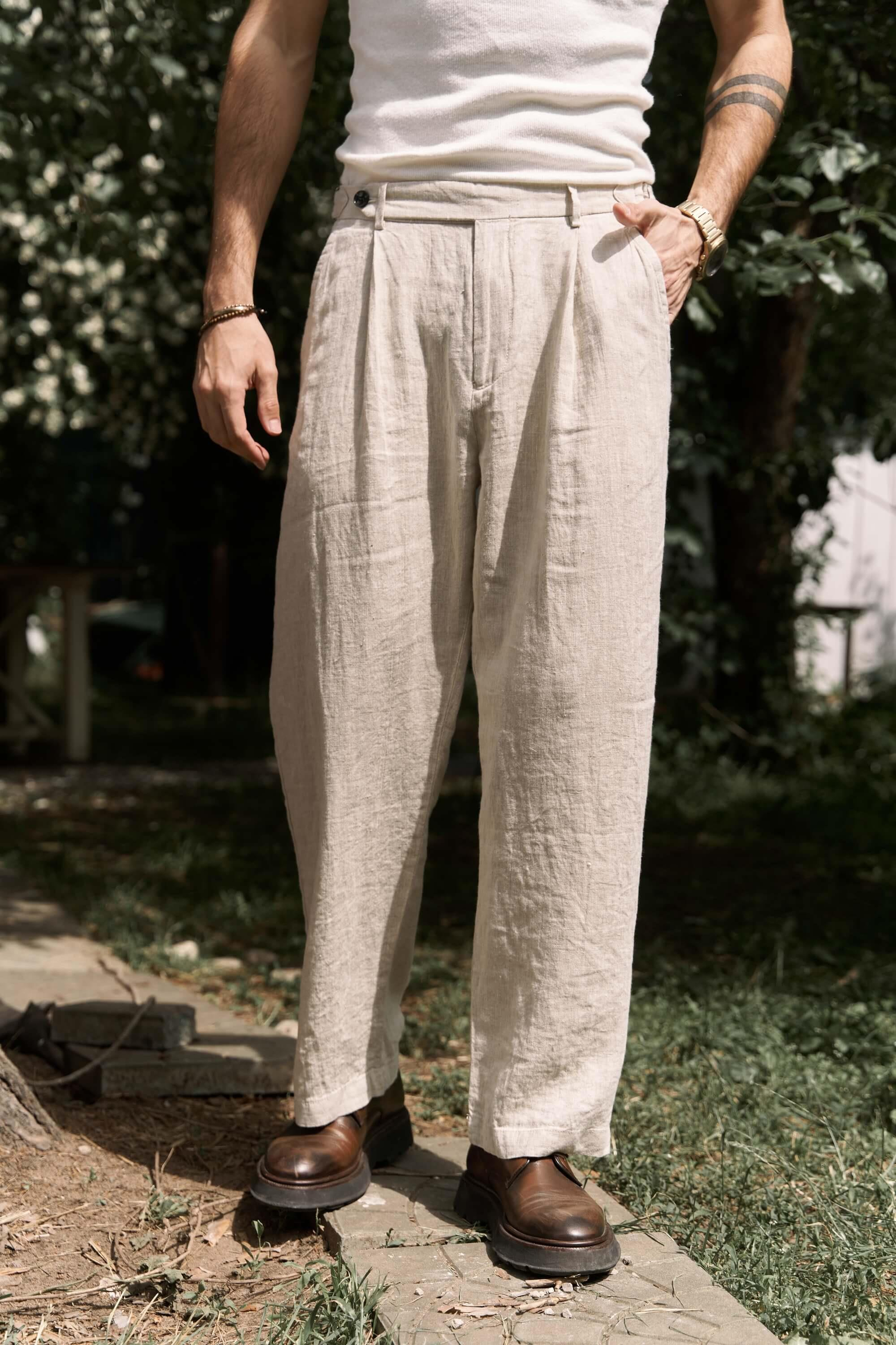 Carlo Naturel Keten Erkek Pantolon