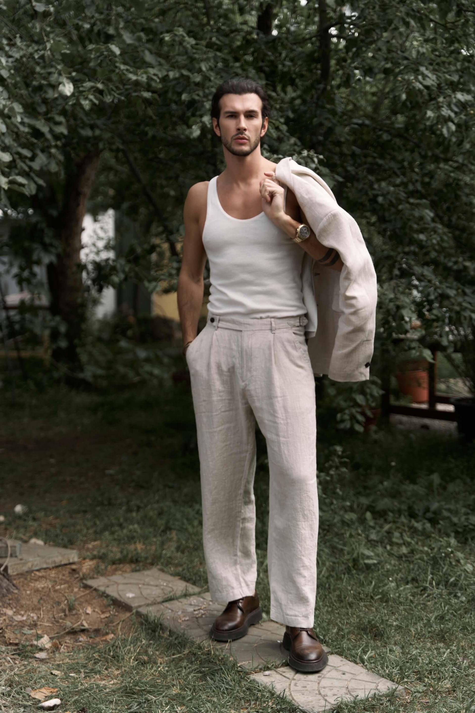 Carlo Naturel Keten Erkek Pantolon