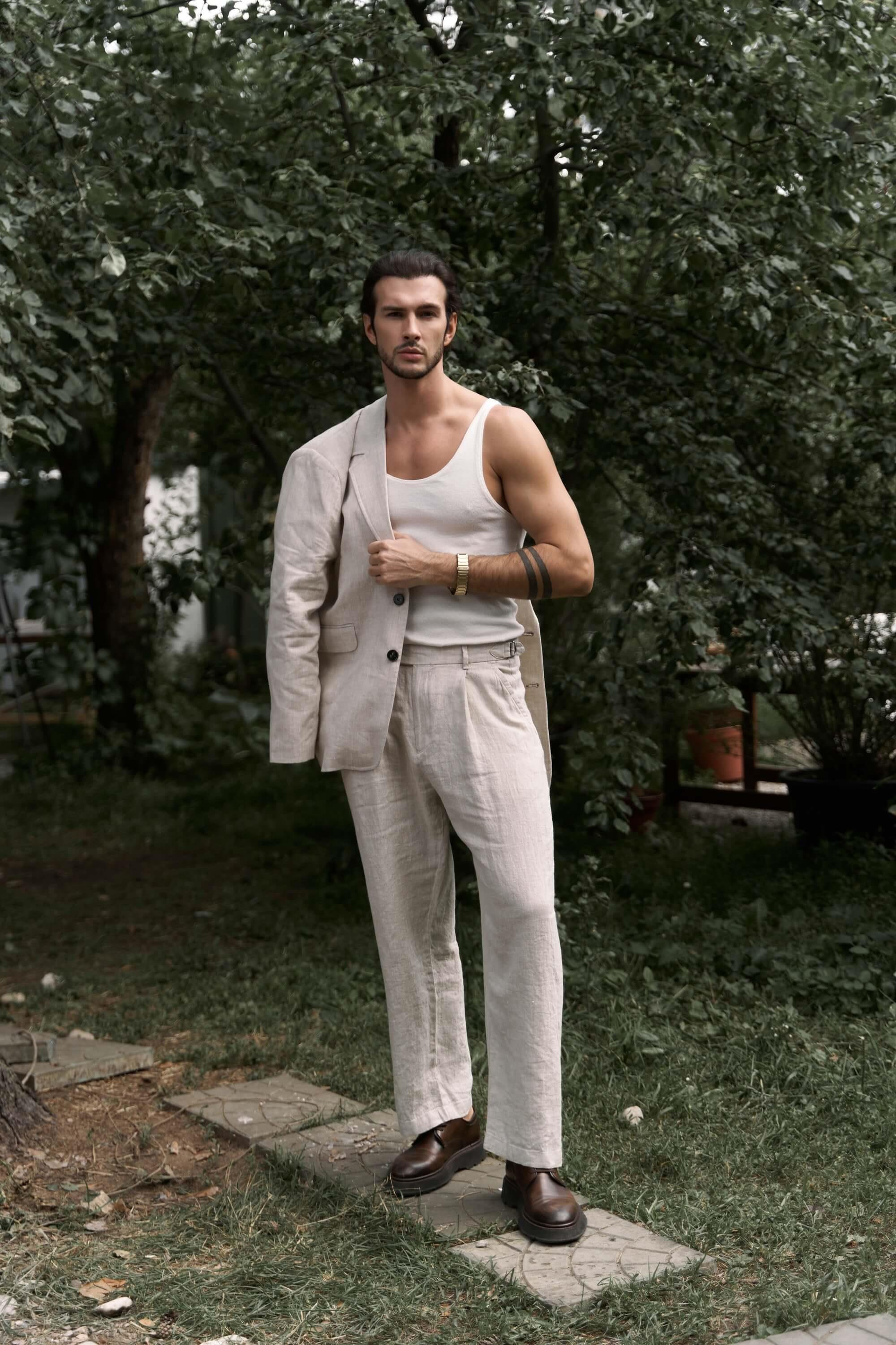 Carlo Naturel Keten Erkek Pantolon