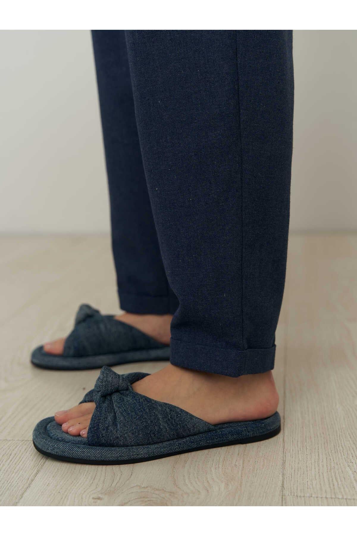 Bohemai Carrot Dark Blue Linen Trousers