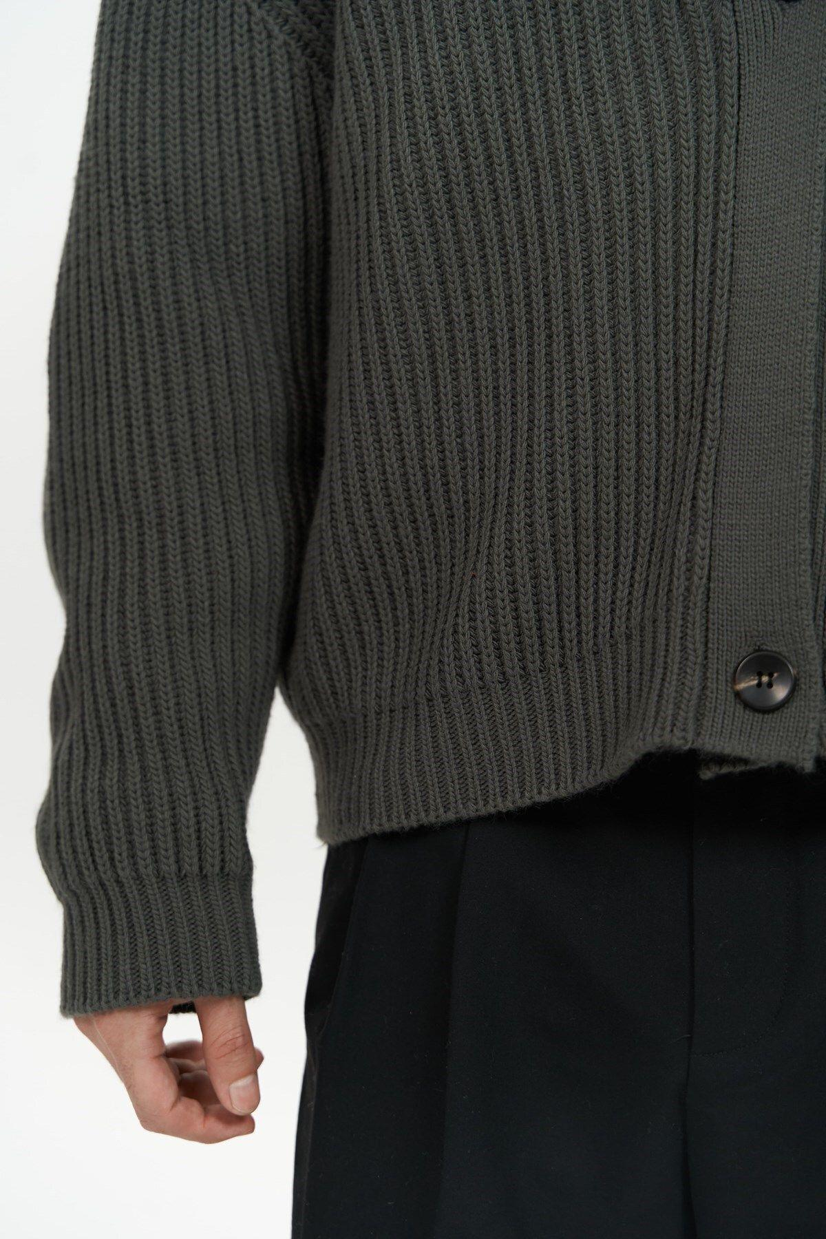 Cassian Men's Anthracite Knit Cardigan