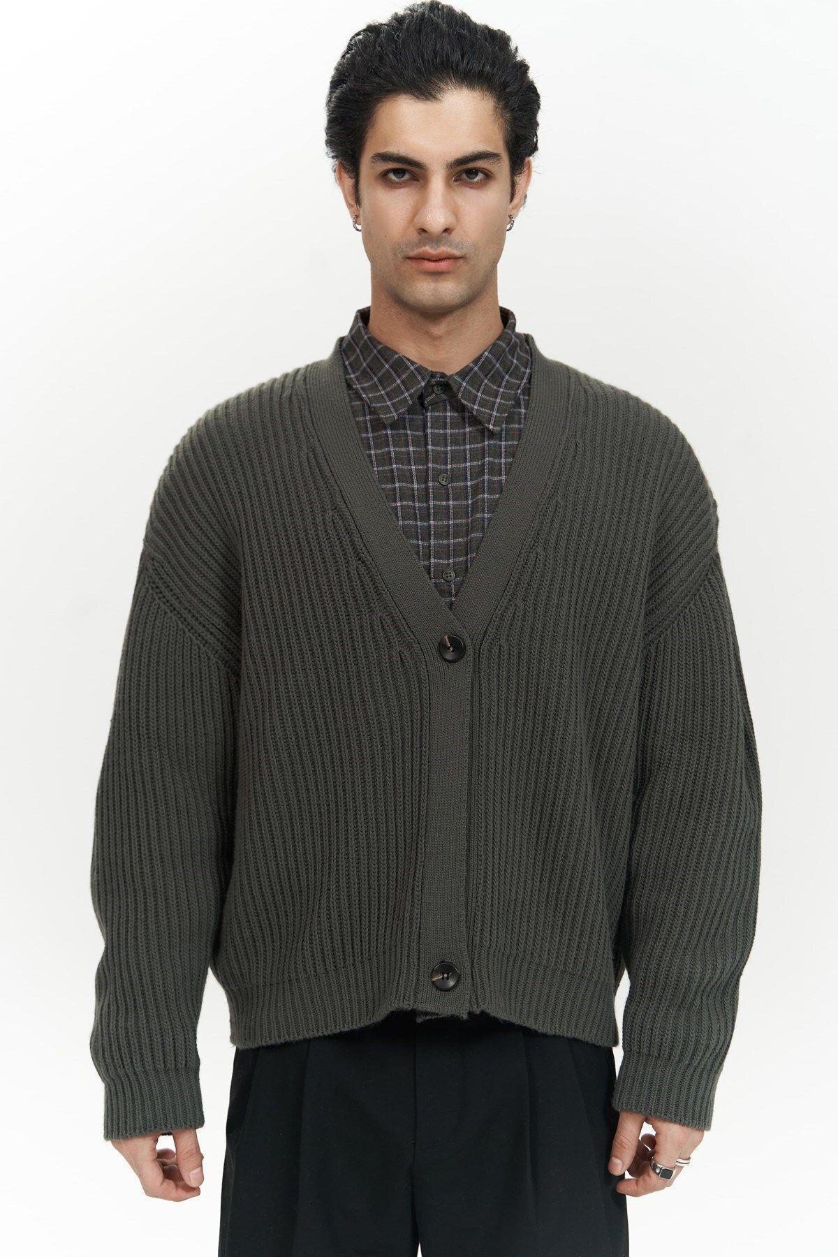 Cassian Men's Anthracite Knit Cardigan