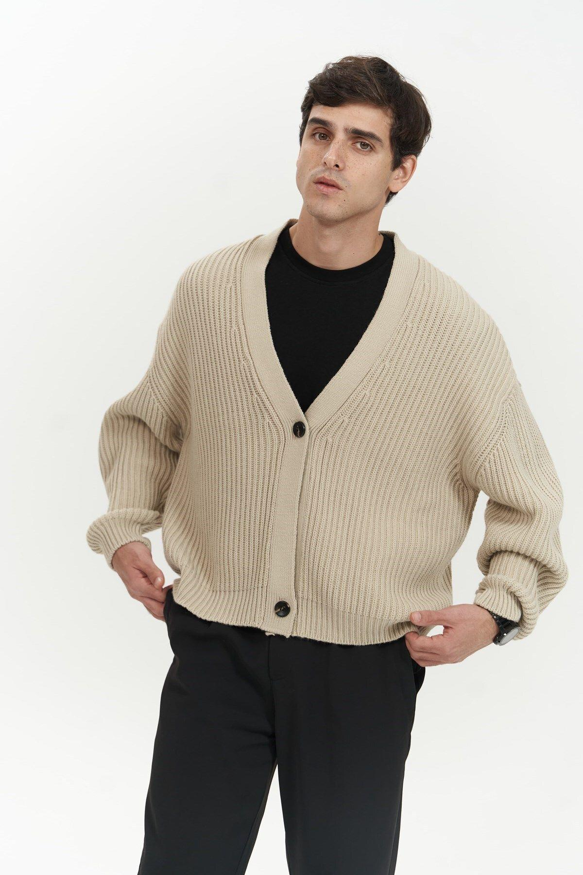 Cassian Bej Erkek Triko Hırka