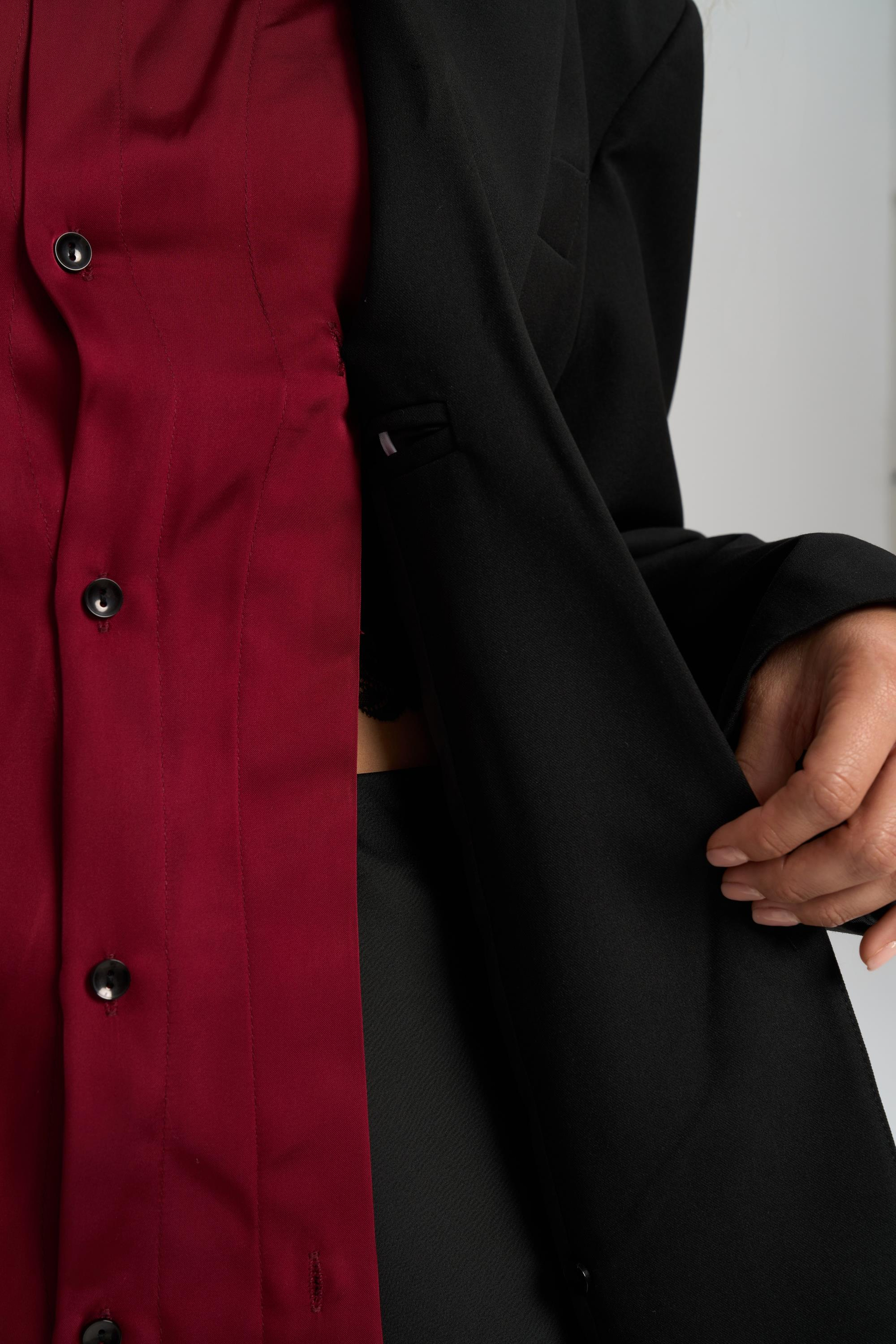 Catroux Gömlek Yaka Detaylı Siyah Blazer