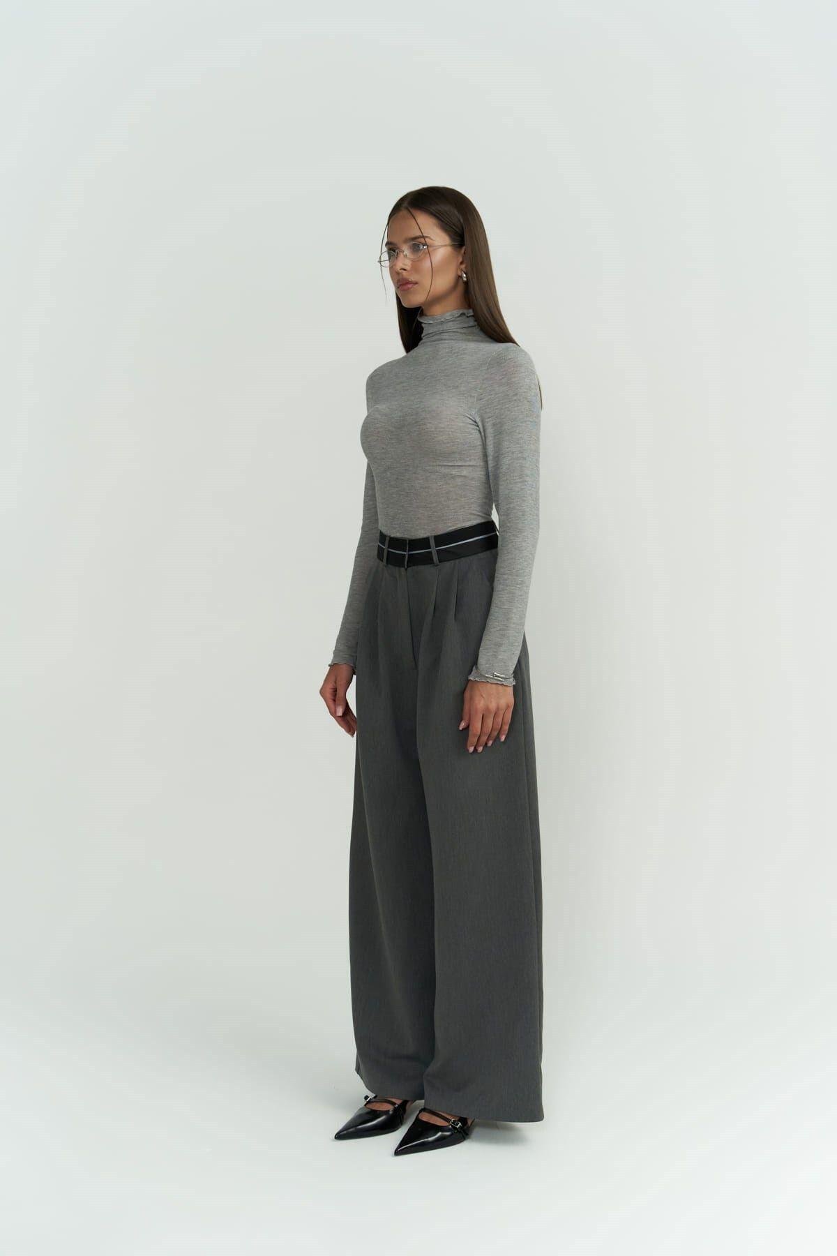 Cedric Ters Kemer Füme Palazzo Pantolon