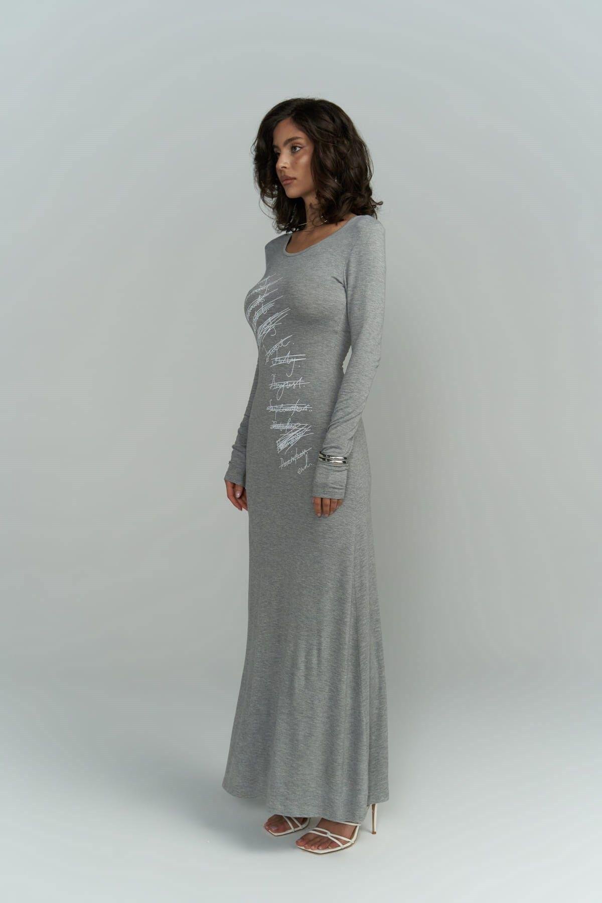 Ceria Gray Long Dress