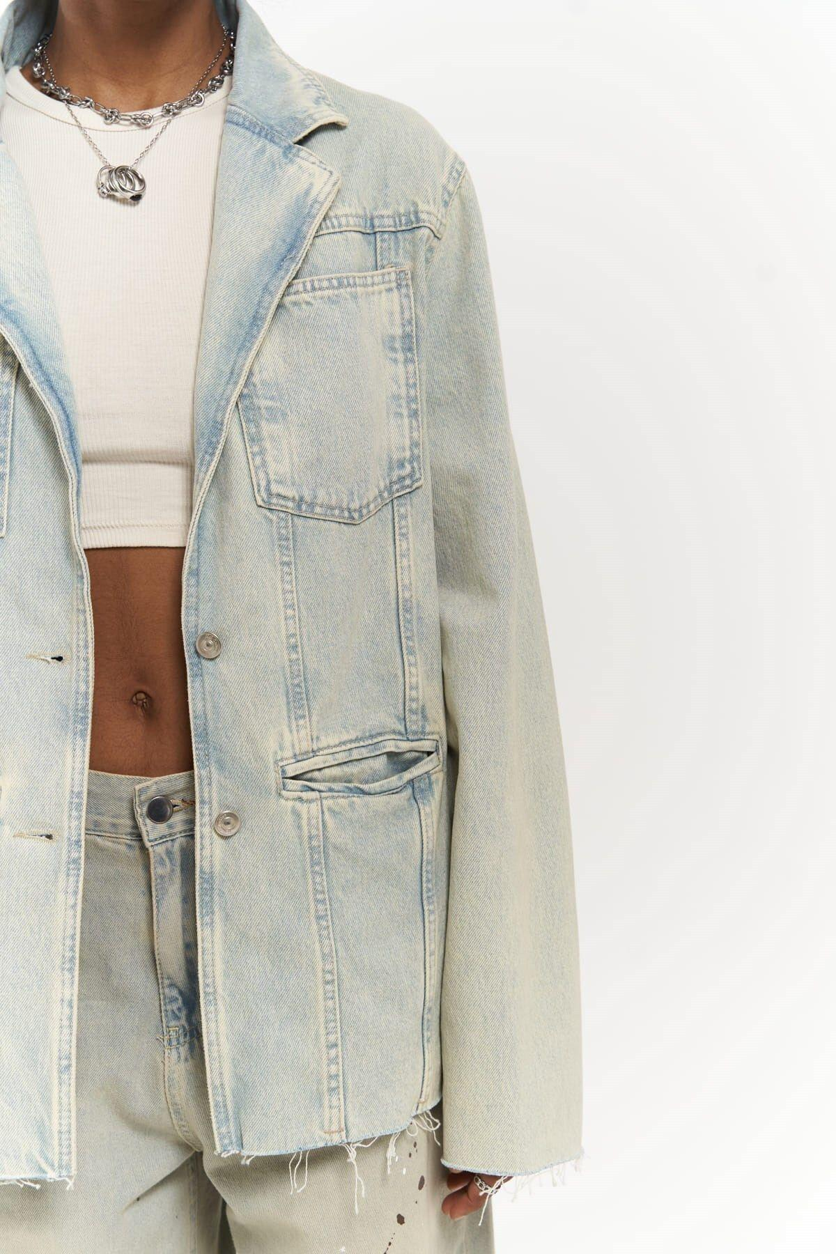 Charleston Kirli Mavi Blazer Jean Ceket
