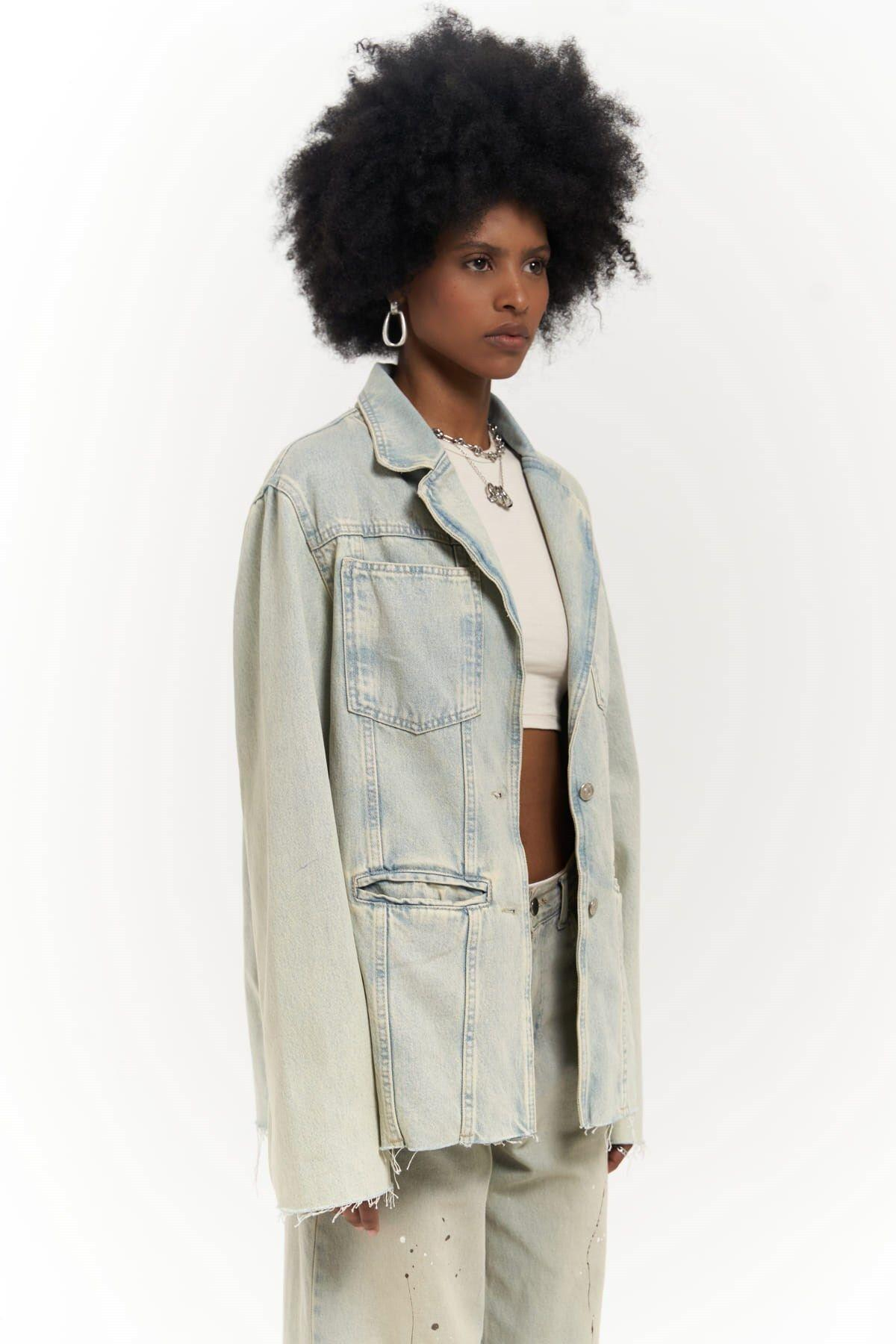 Charleston Kirli Mavi Blazer Jean Ceket
