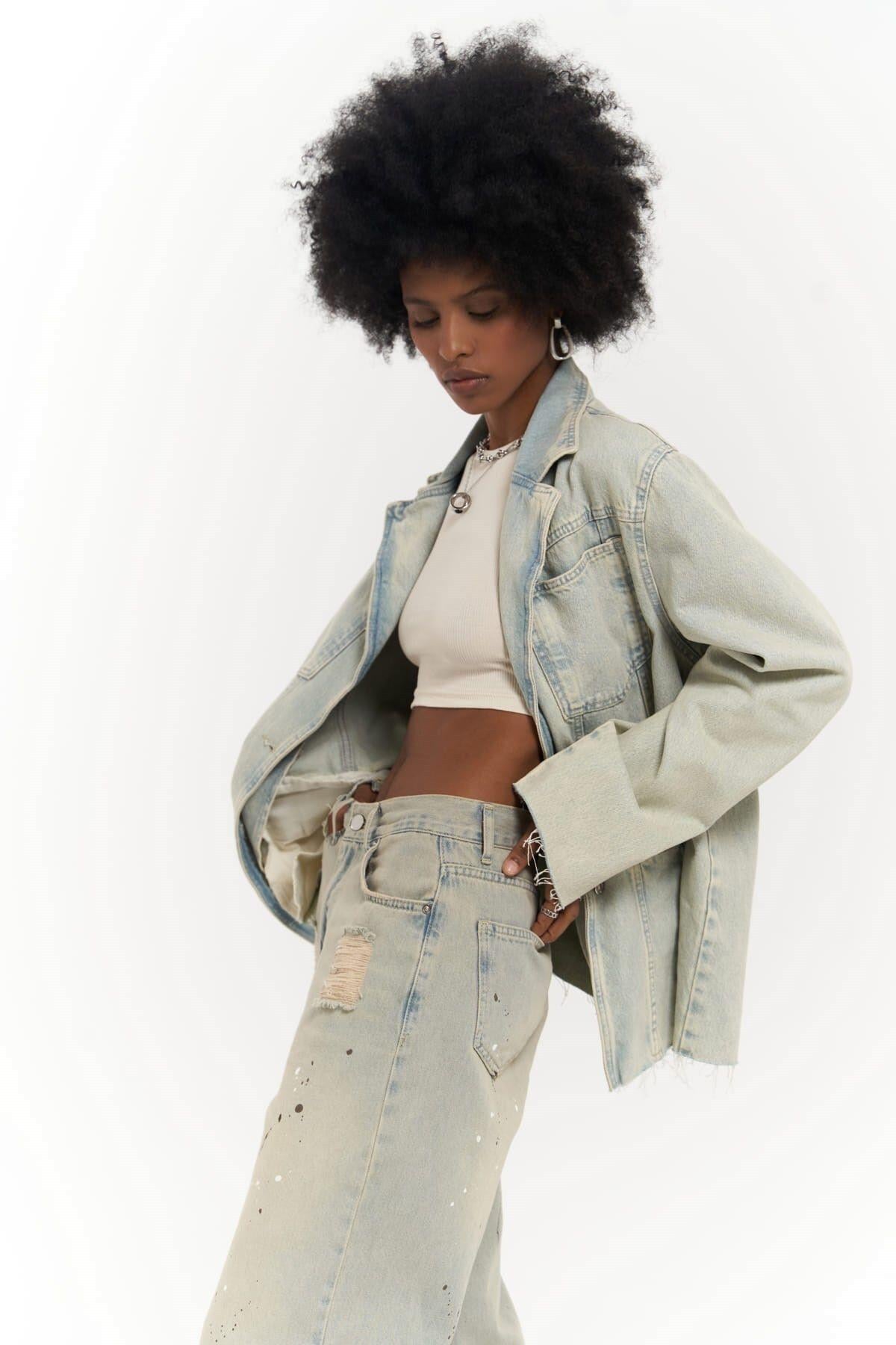 Charleston Kirli Mavi Blazer Jean Ceket