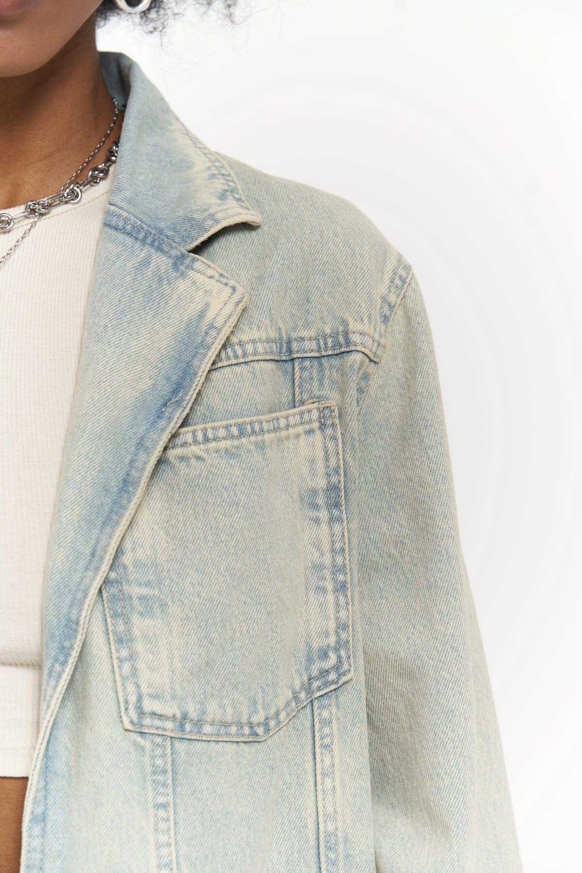 Charleston Kirli Mavi Blazer Jean Ceket