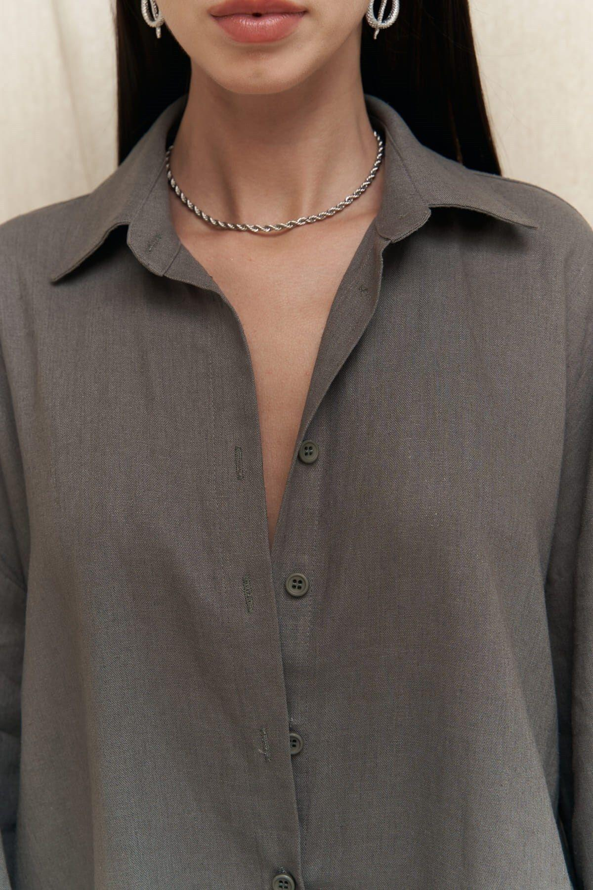 Charlotte Anthracite Linen Skirt