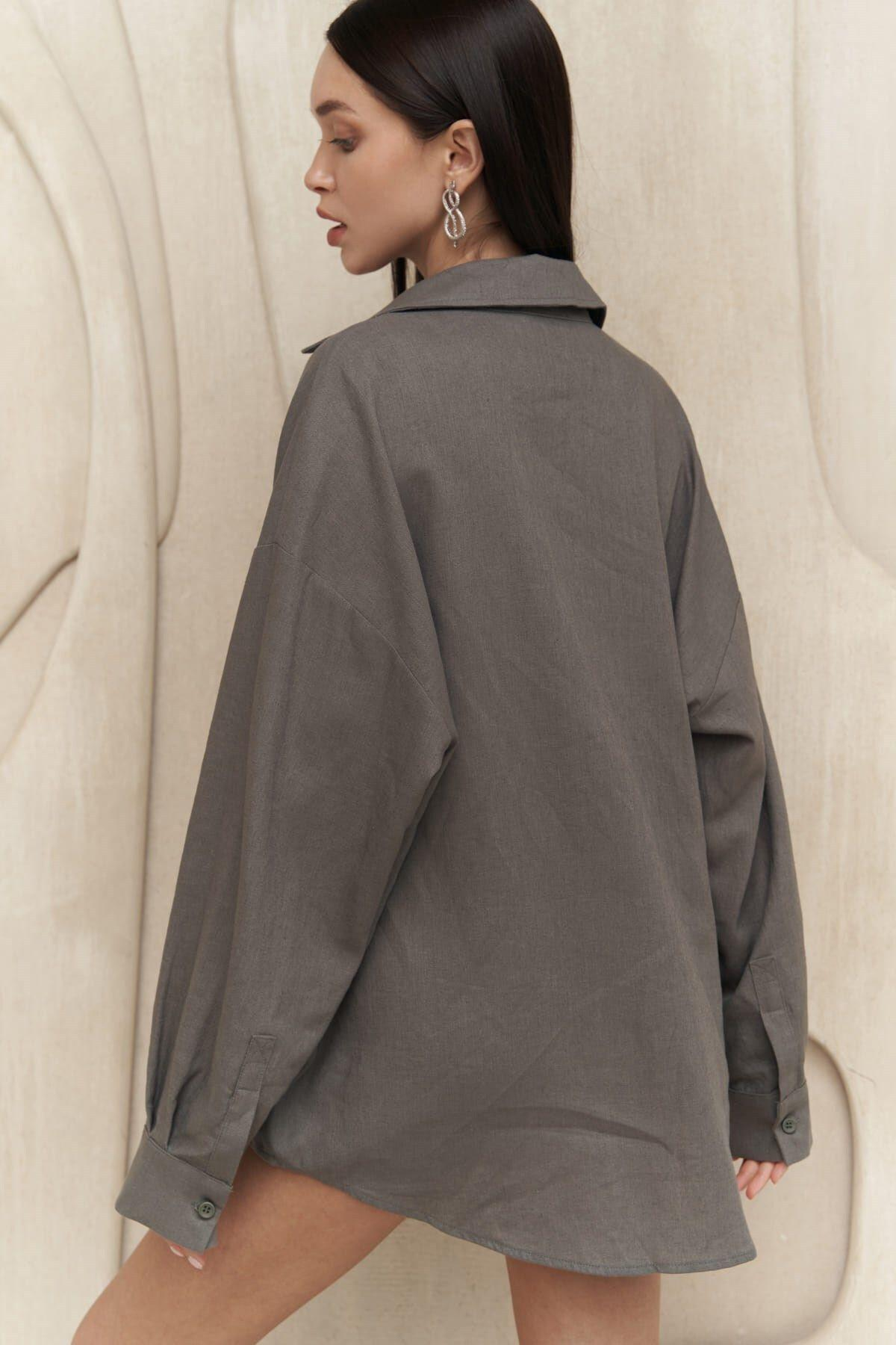 Charlotte Anthracite Linen Skirt