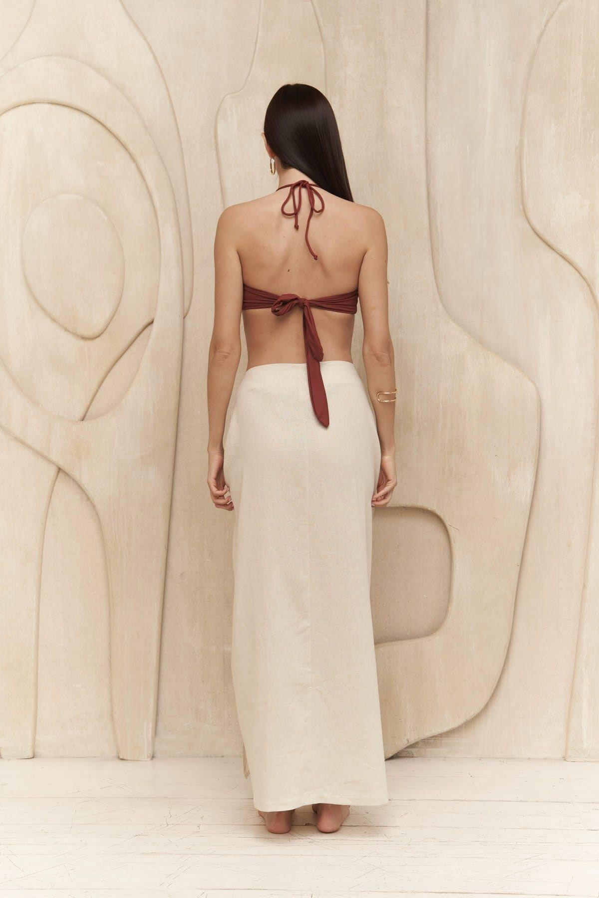 Charlotte Ecru Linen Skirt