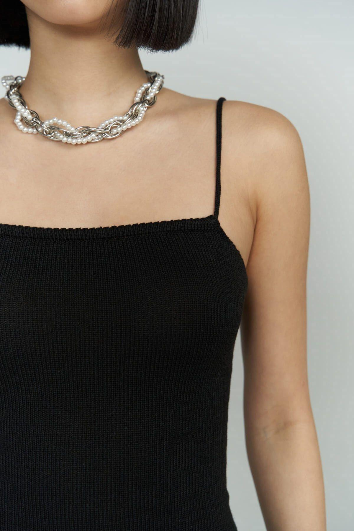 Cintia Low Back Black Knit Dress