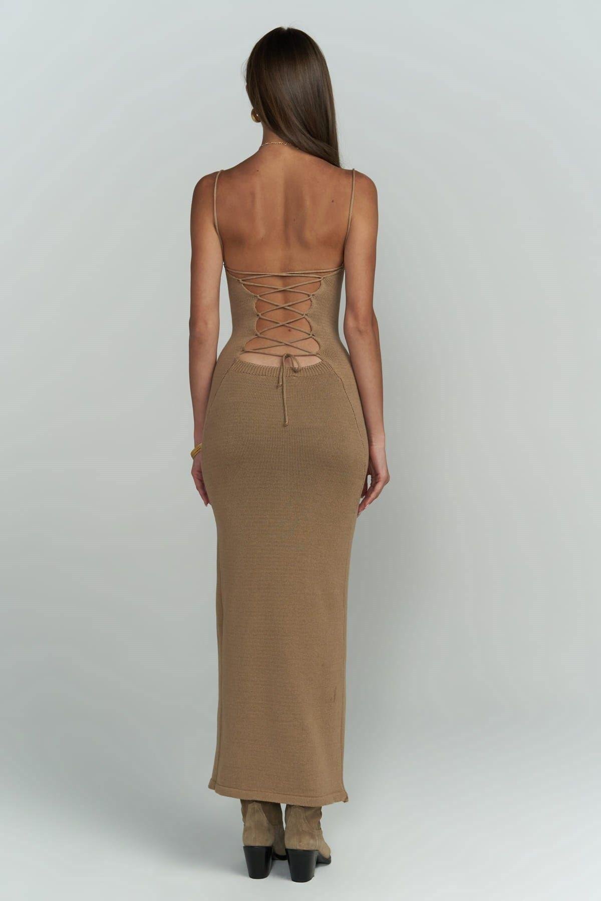 Cintia Sırt Dekolteli Vizon Triko Elbise