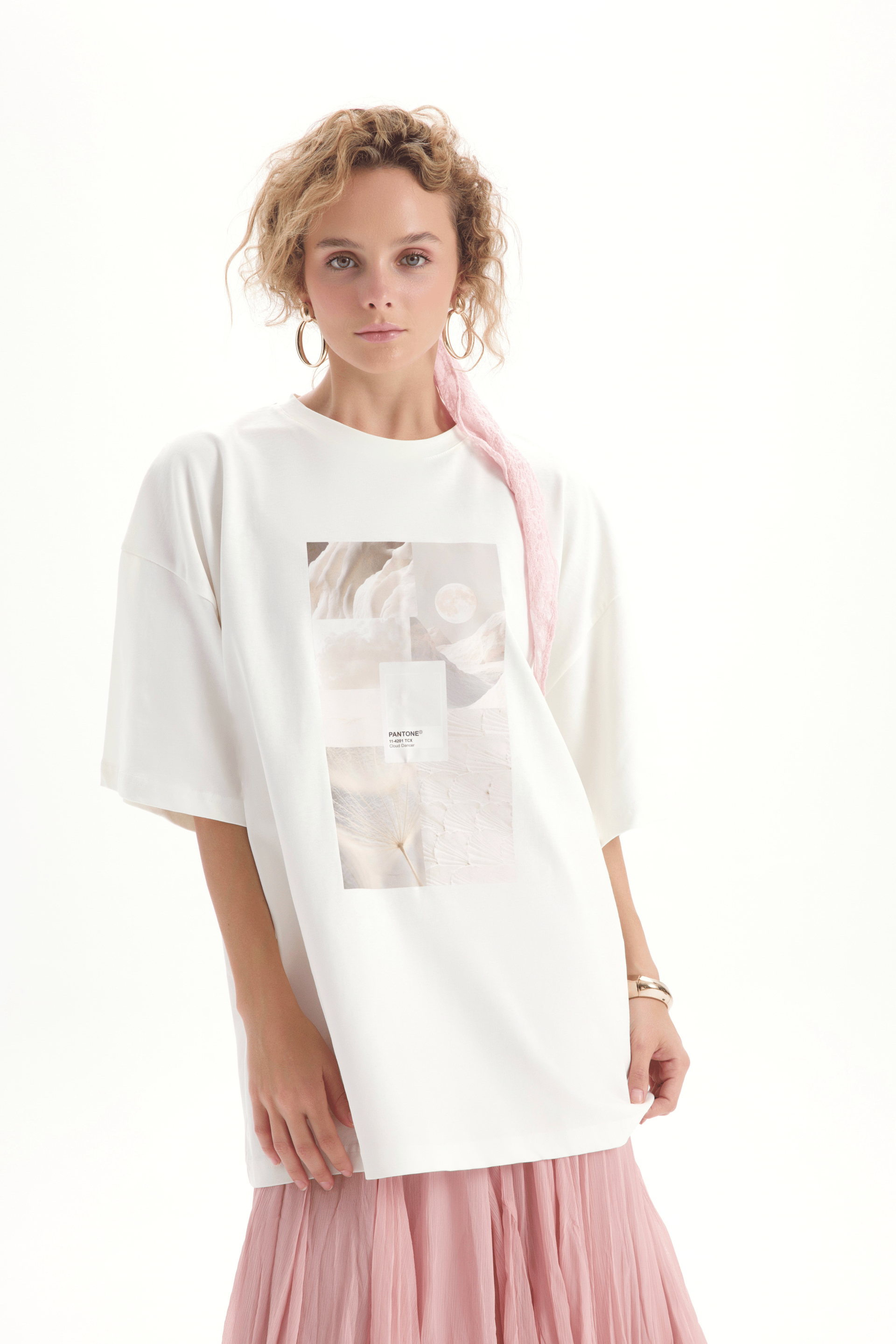 Cloud Dancer Beyaz Oversize T-Shirt