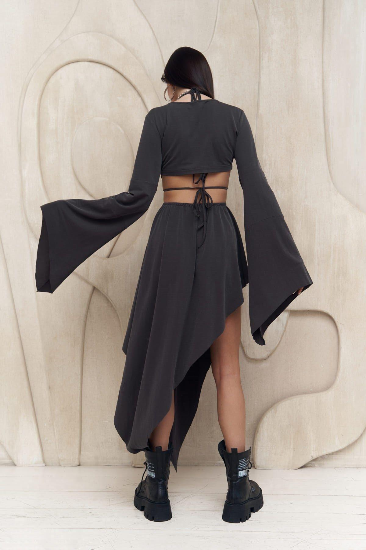 Coachella Anthracite Crop&Dress Set