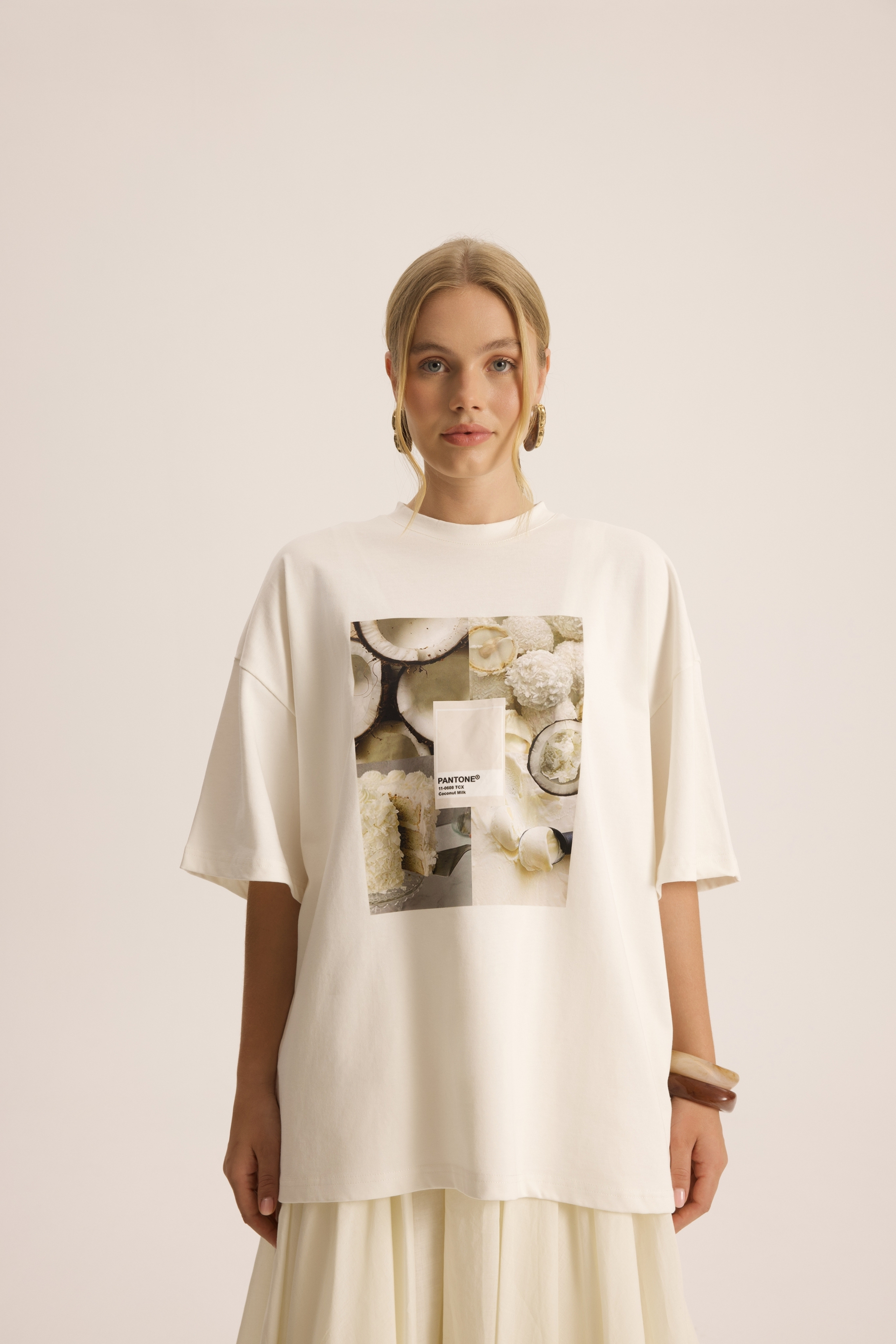 Coconut Milk Beyaz Oversize T-Shirt