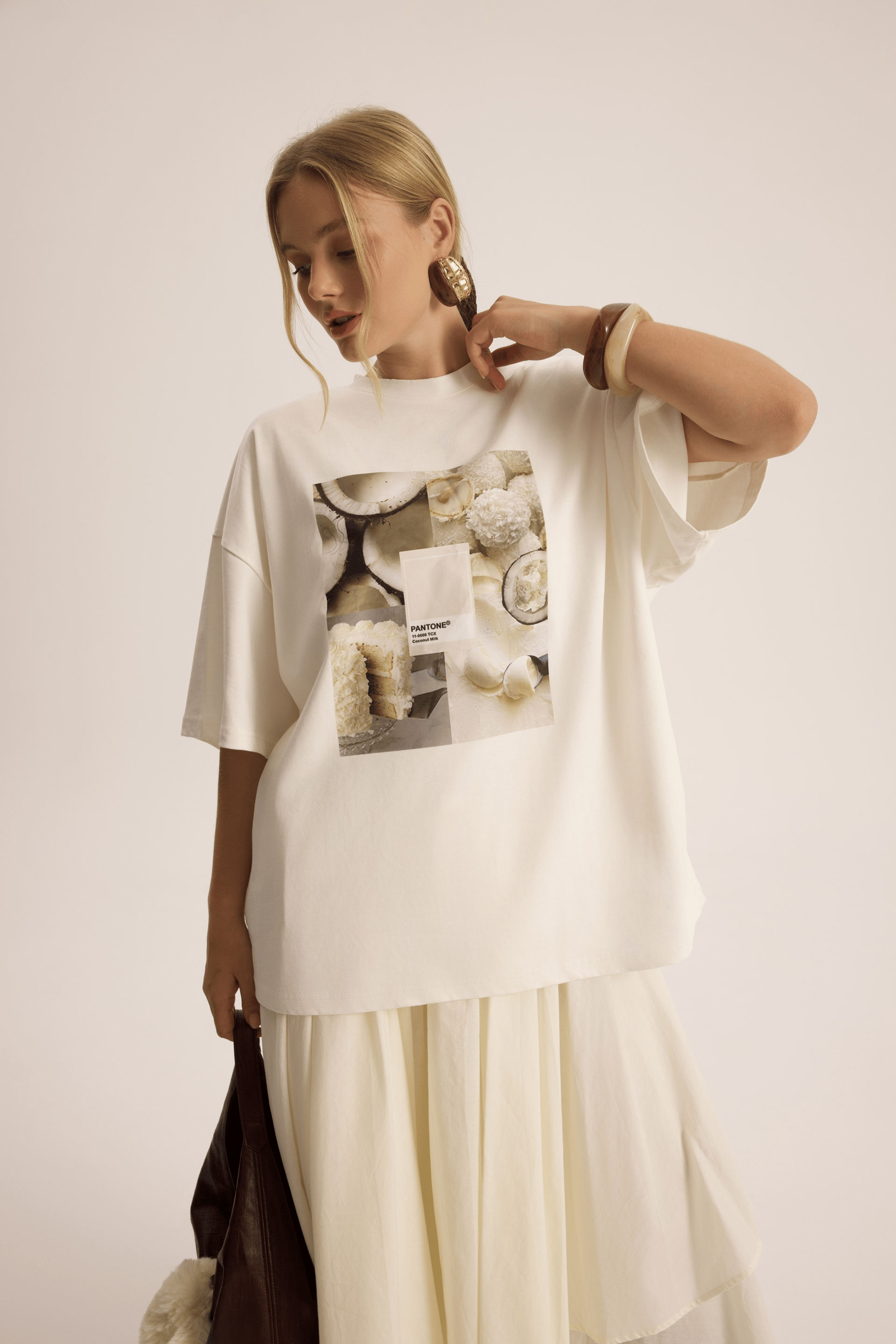 Coconut Milk Beyaz Oversize T-Shirt