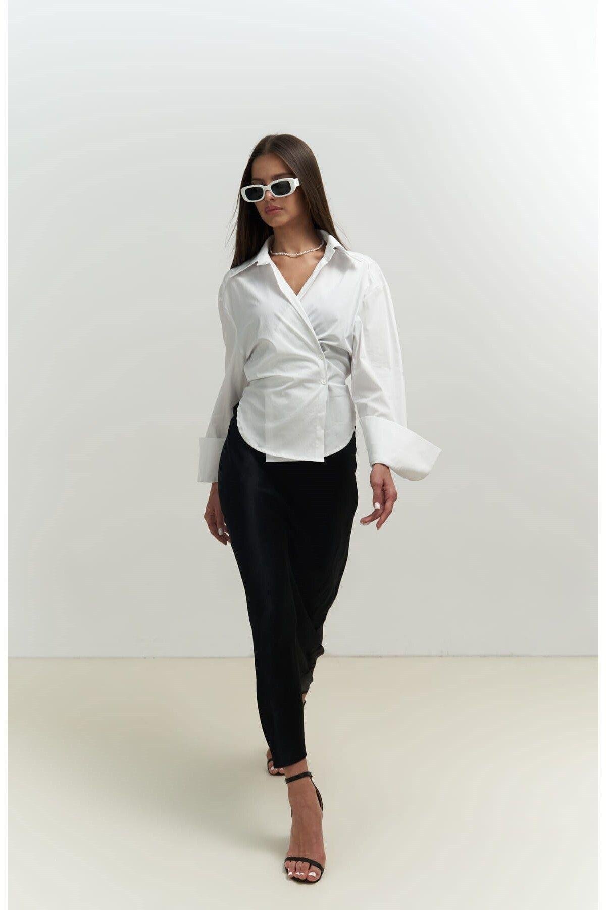 Coline İp Detaylı Beyaz Gömlek