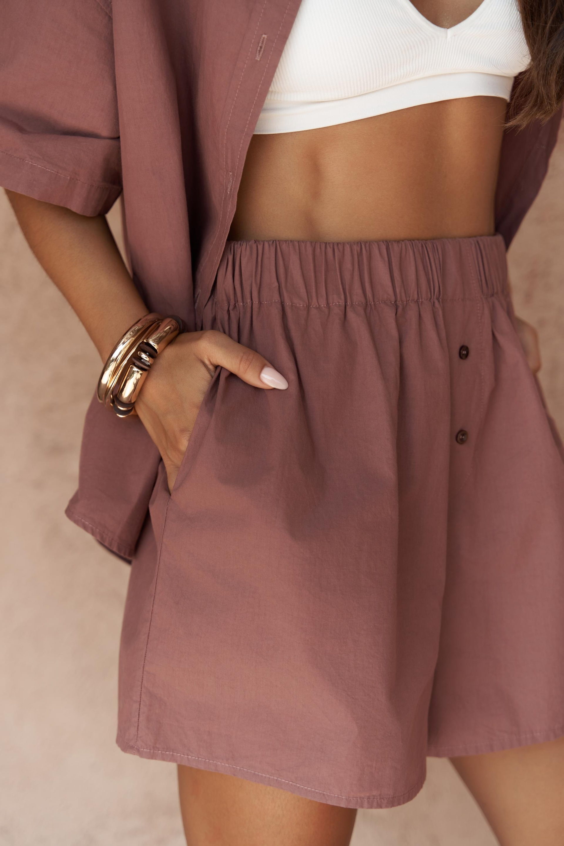 Corfu Açık Bordo Gömlek Şort Takım