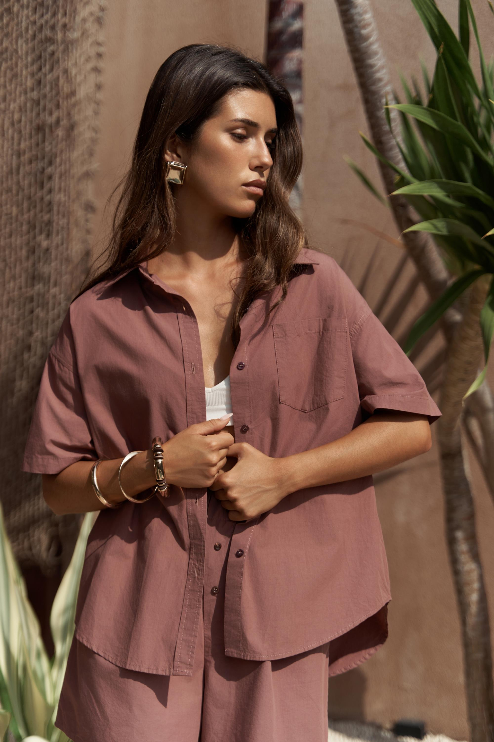 Corfu Açık Bordo Gömlek Şort Takım