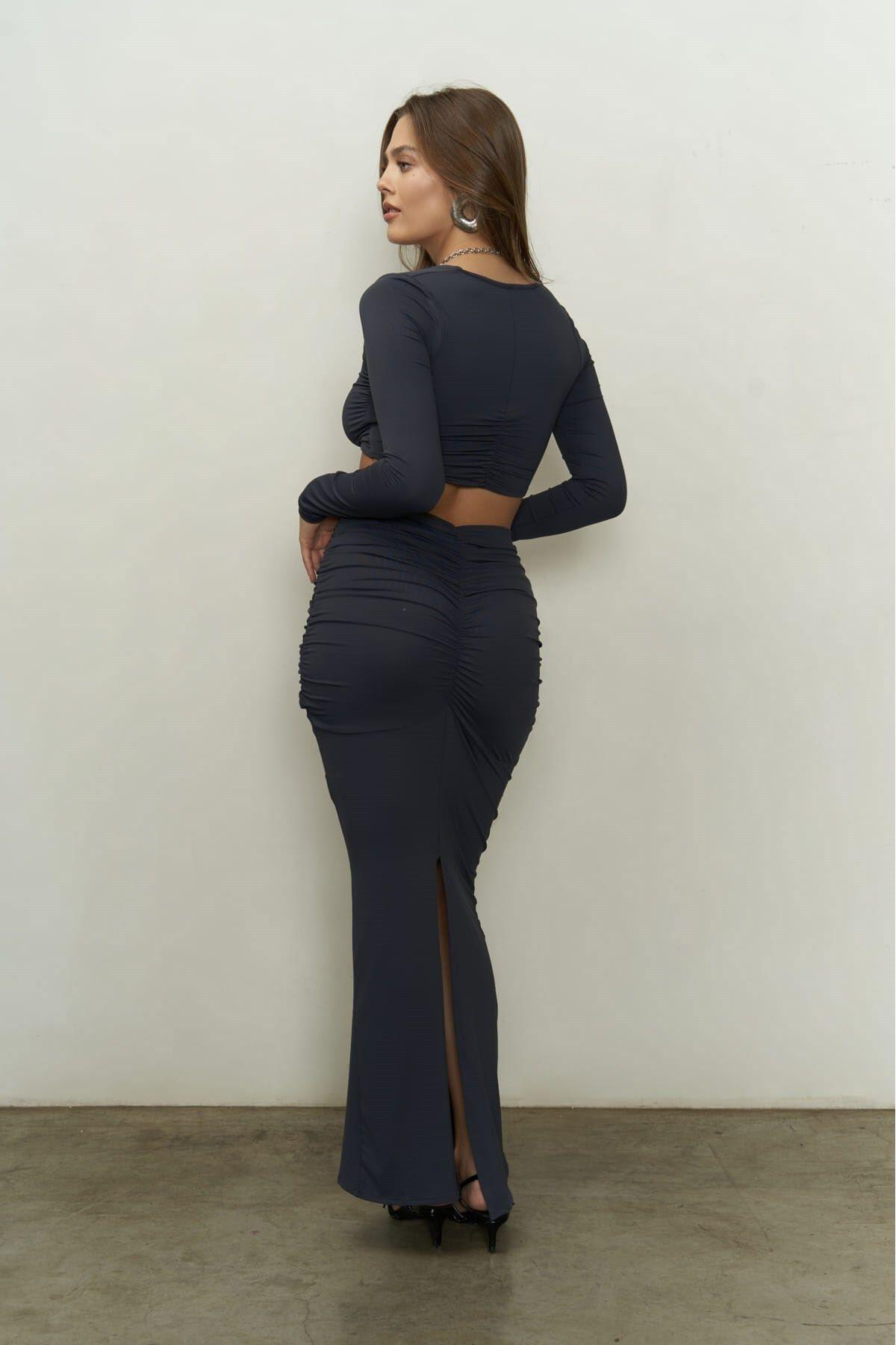 Corsy Anthracite Crop&Skirt Set