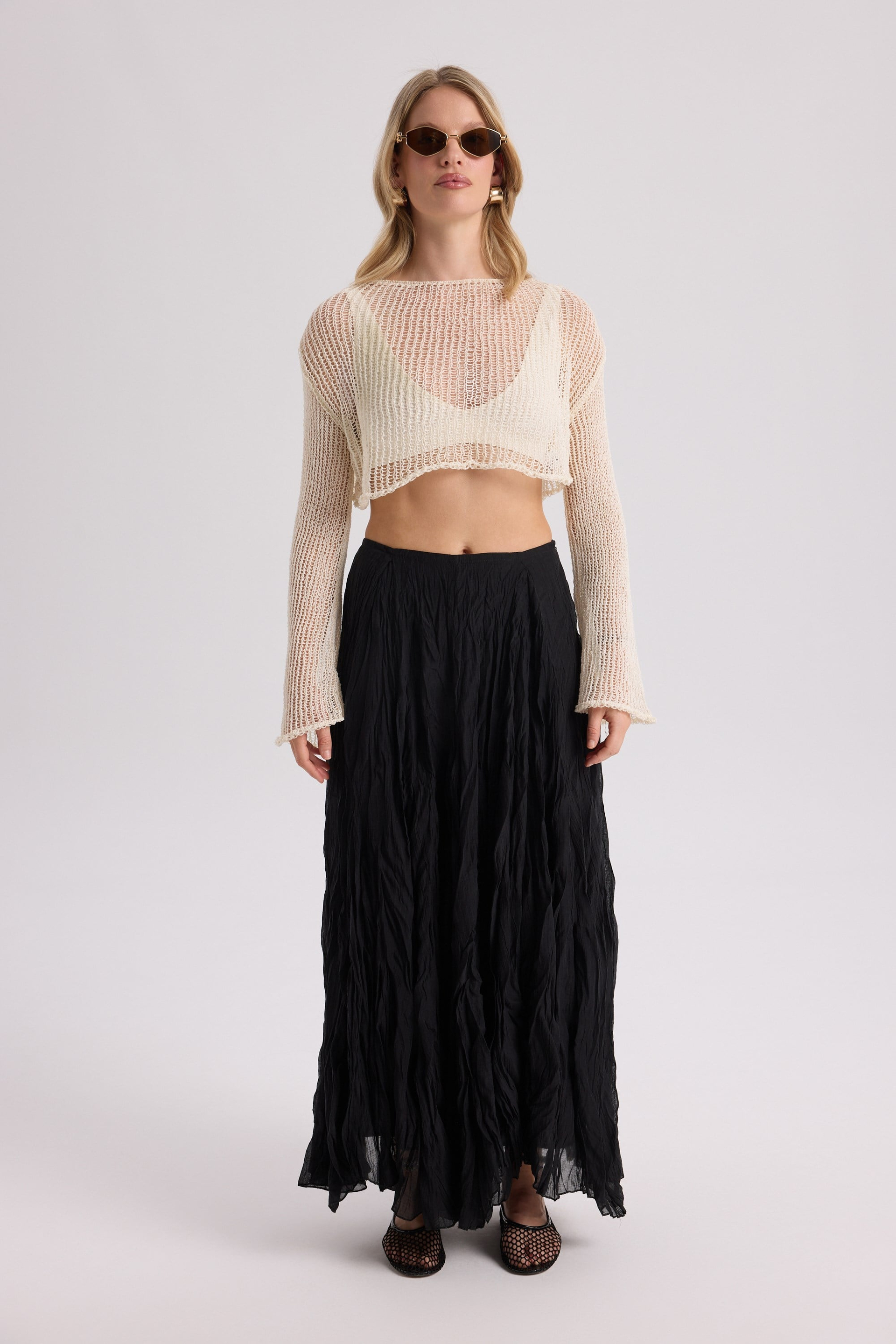 Daisy Ecru İNce Knit Crop