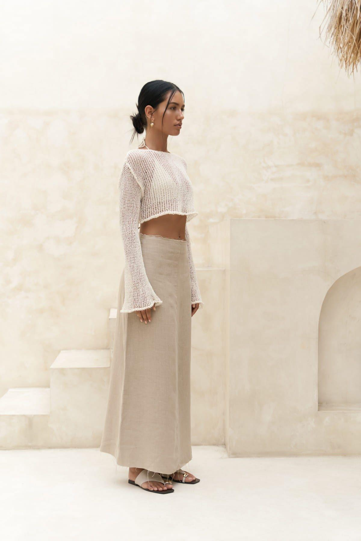 Bohemai Daisy Ecru Knitwear Crop