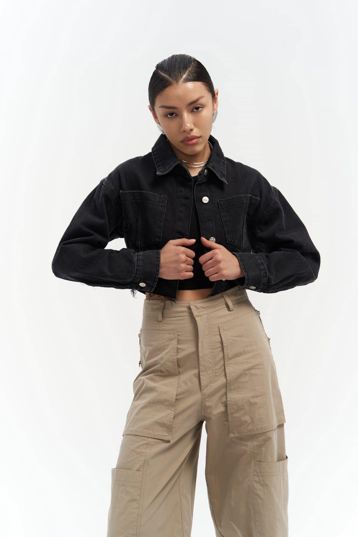 Darcey Siyah Kısa Jean Ceket