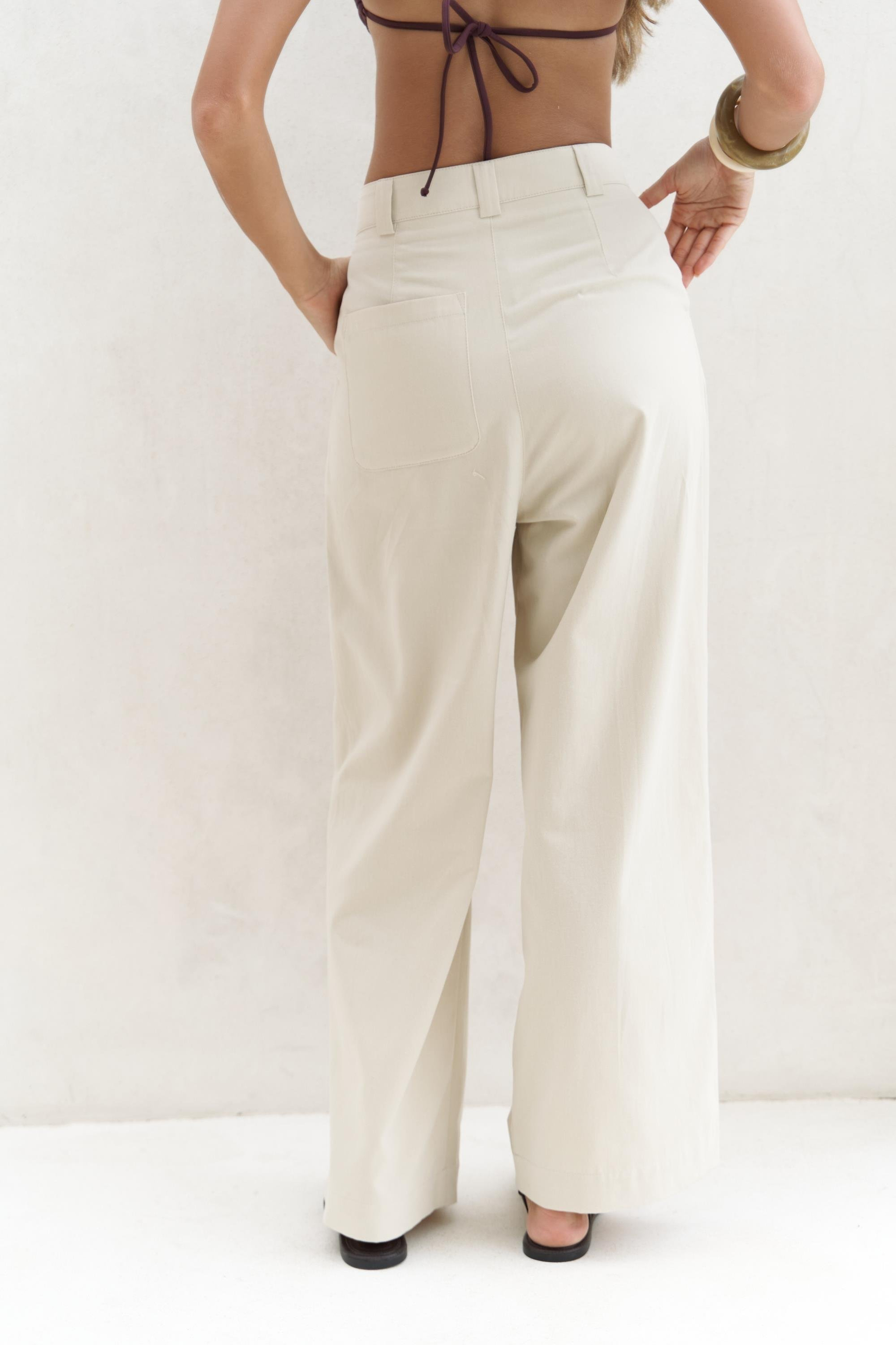 Delbin Kemer Detay Palazzo Pantolon - BEJ