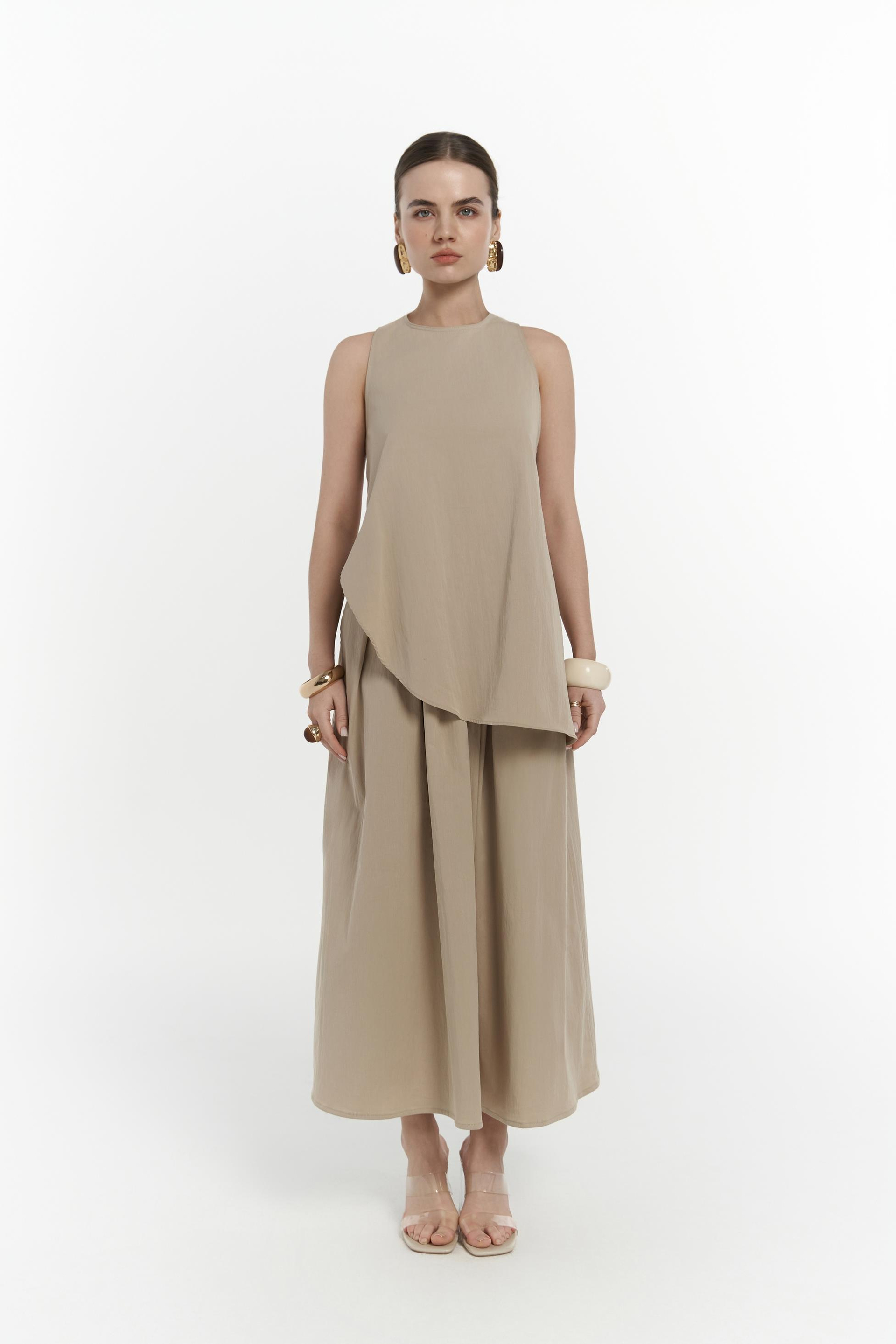 Delos Bej Bluz Etek Takım