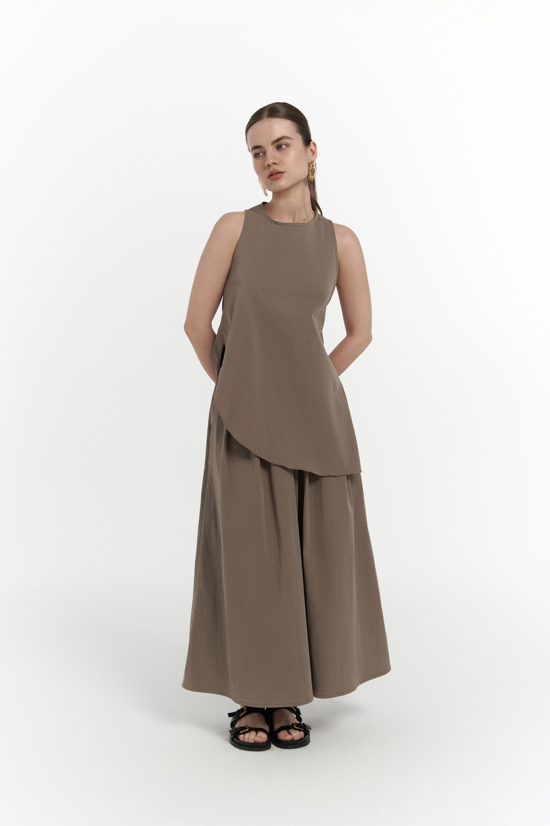 Delos Haki Bluz Etek Takım