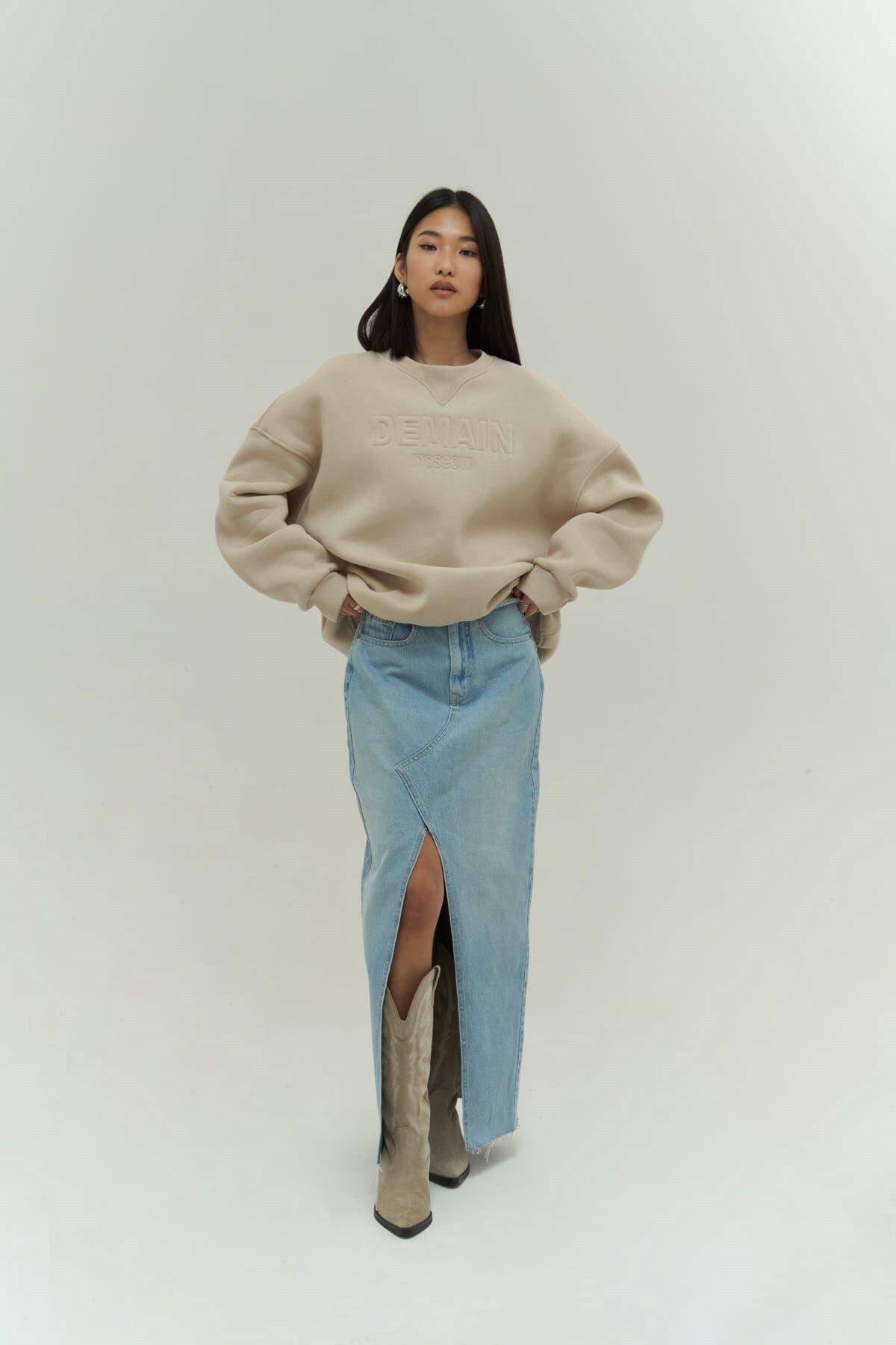 Mai Collection Demain Beige Oversize Sweatshirt