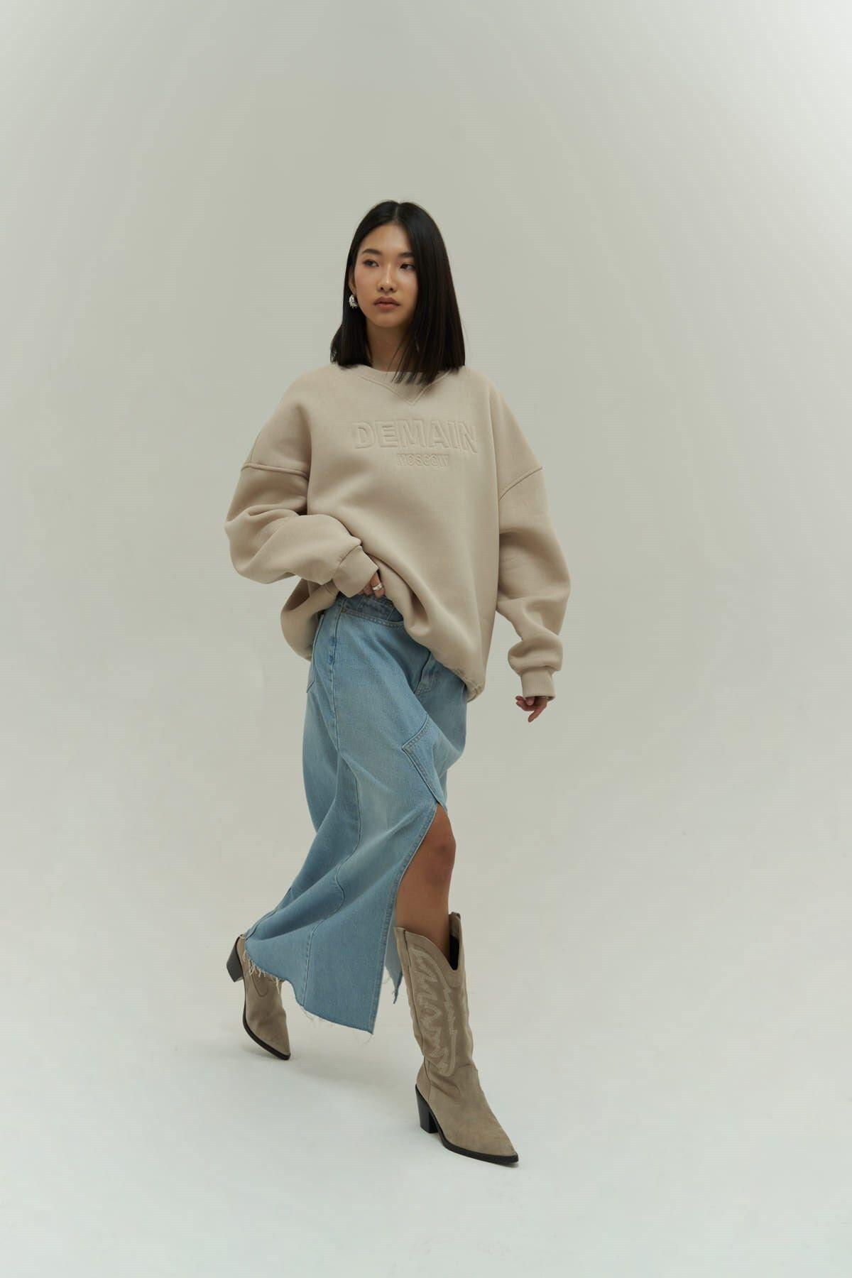 Mai Collection Demain Beige Oversize Sweatshirt