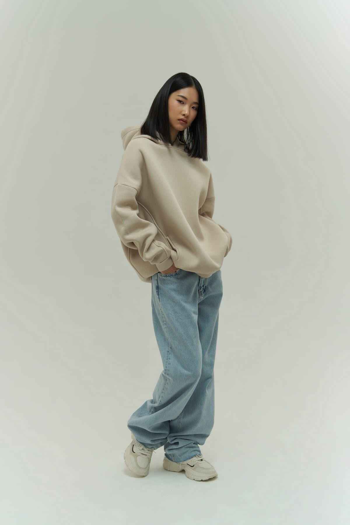 Mai Collection Denton Beige Hoodie Sweatshirt