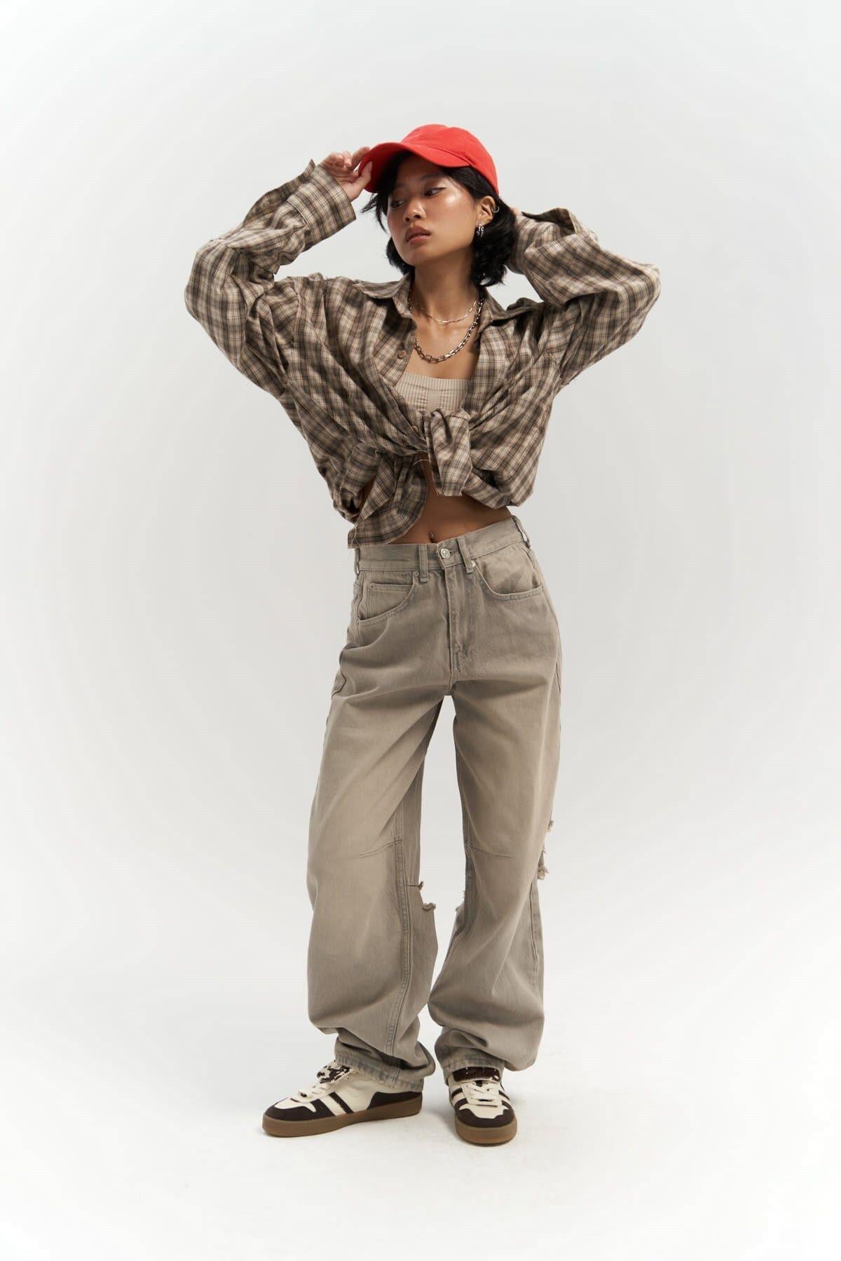 Dex Dark Green Jeans with Ripped Detail 