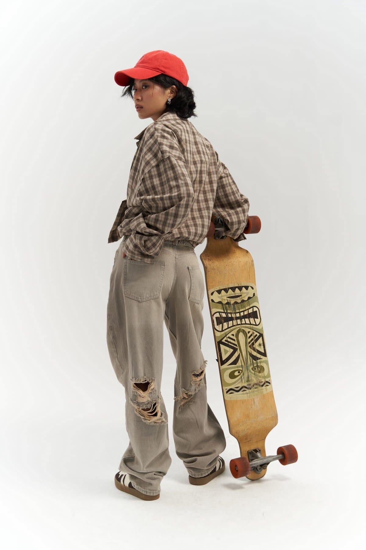 Dex Dark Green Jeans with Ripped Detail 