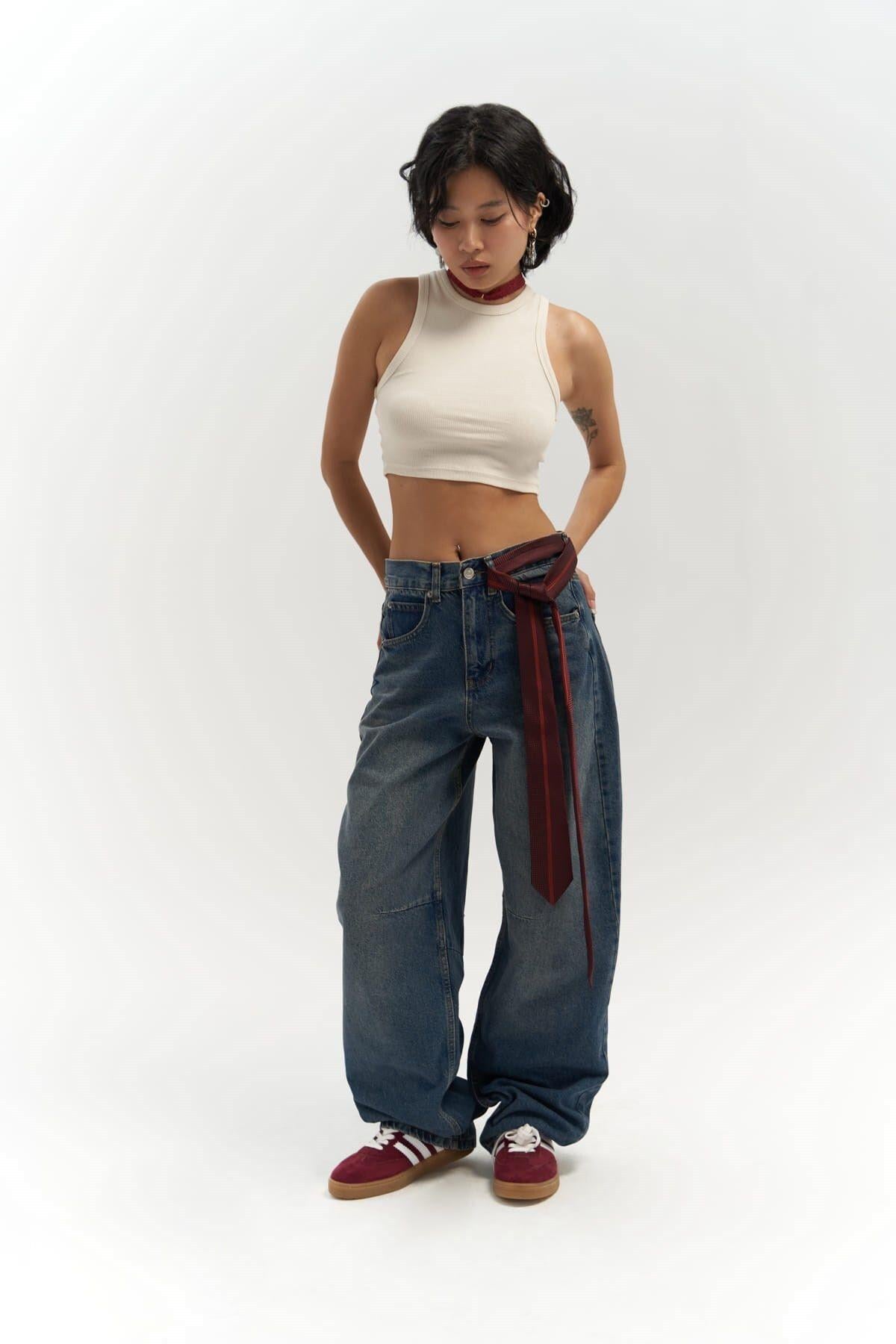 Dex Yırtık Detay Koyu Mavi Jean Pantolon