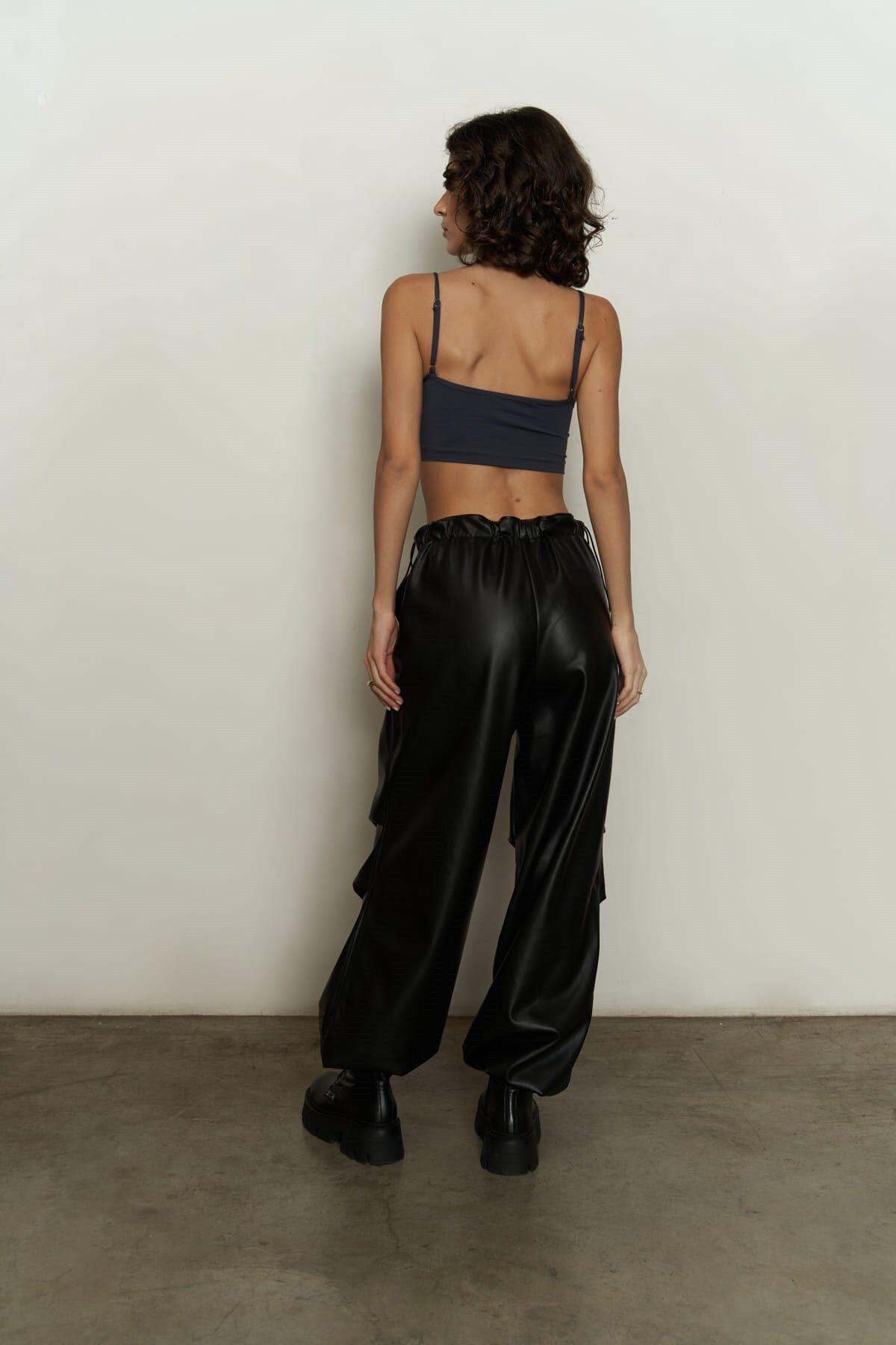 Dion Siyah Deri Pantolon