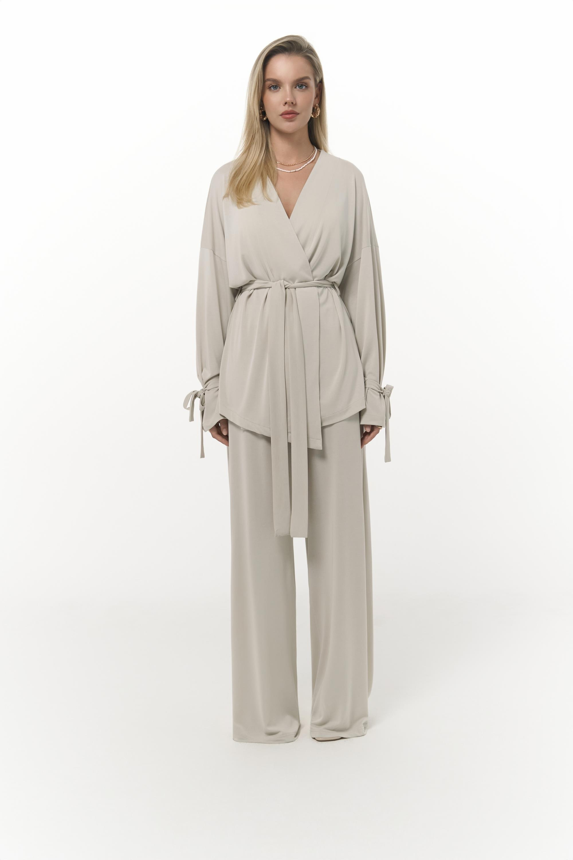 Donna Kimono Pantolon Bej Takım