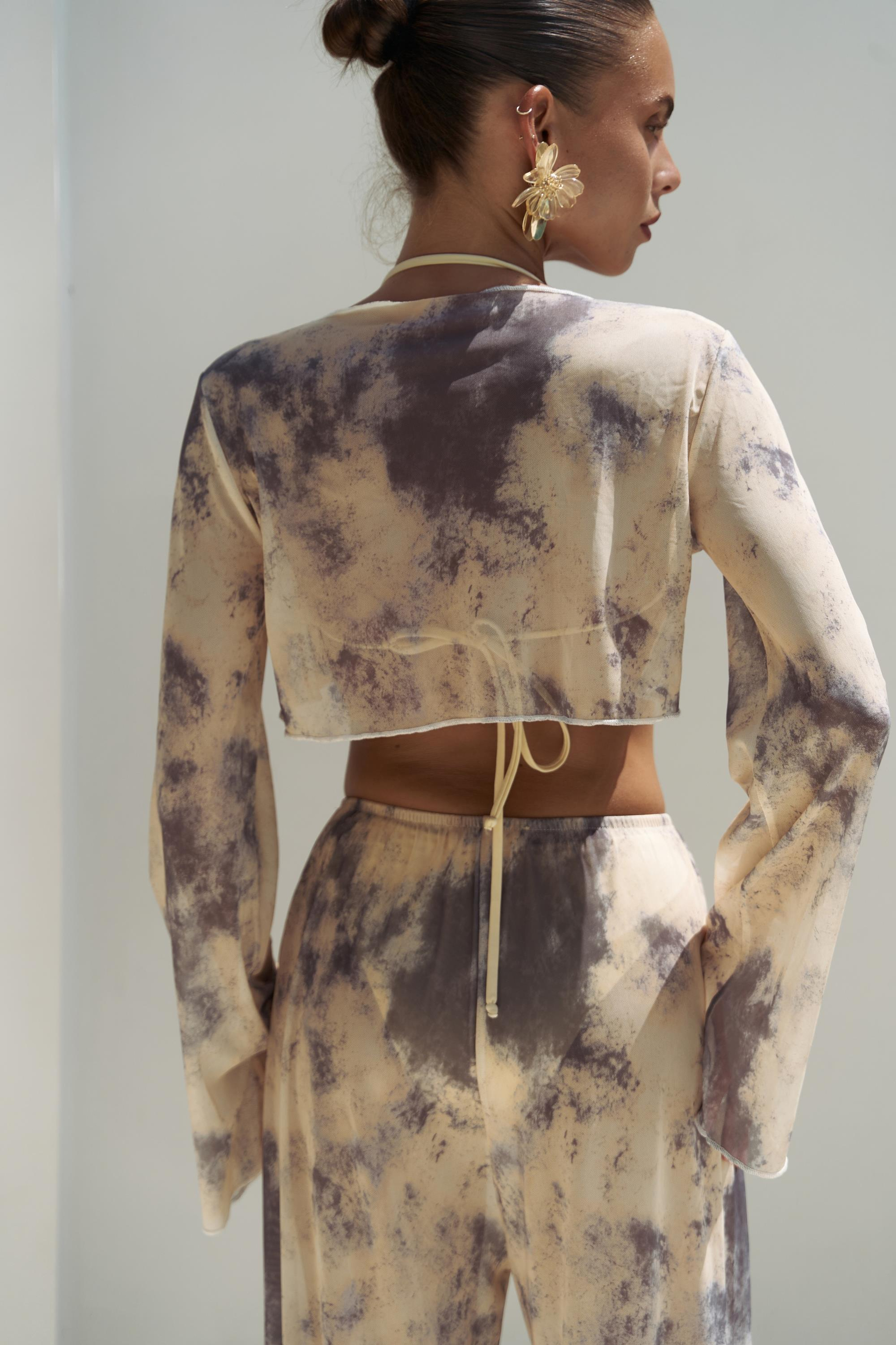 Donovarah Sarı Crop Pantolon Takım