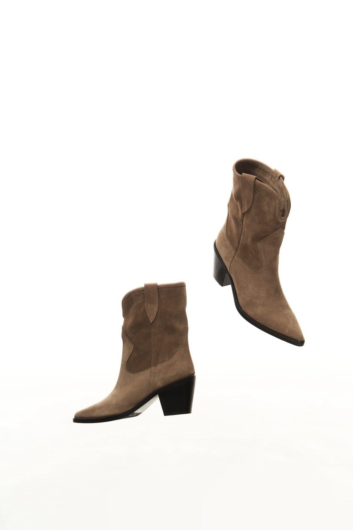 Double Beige Suede Cowboy Boots